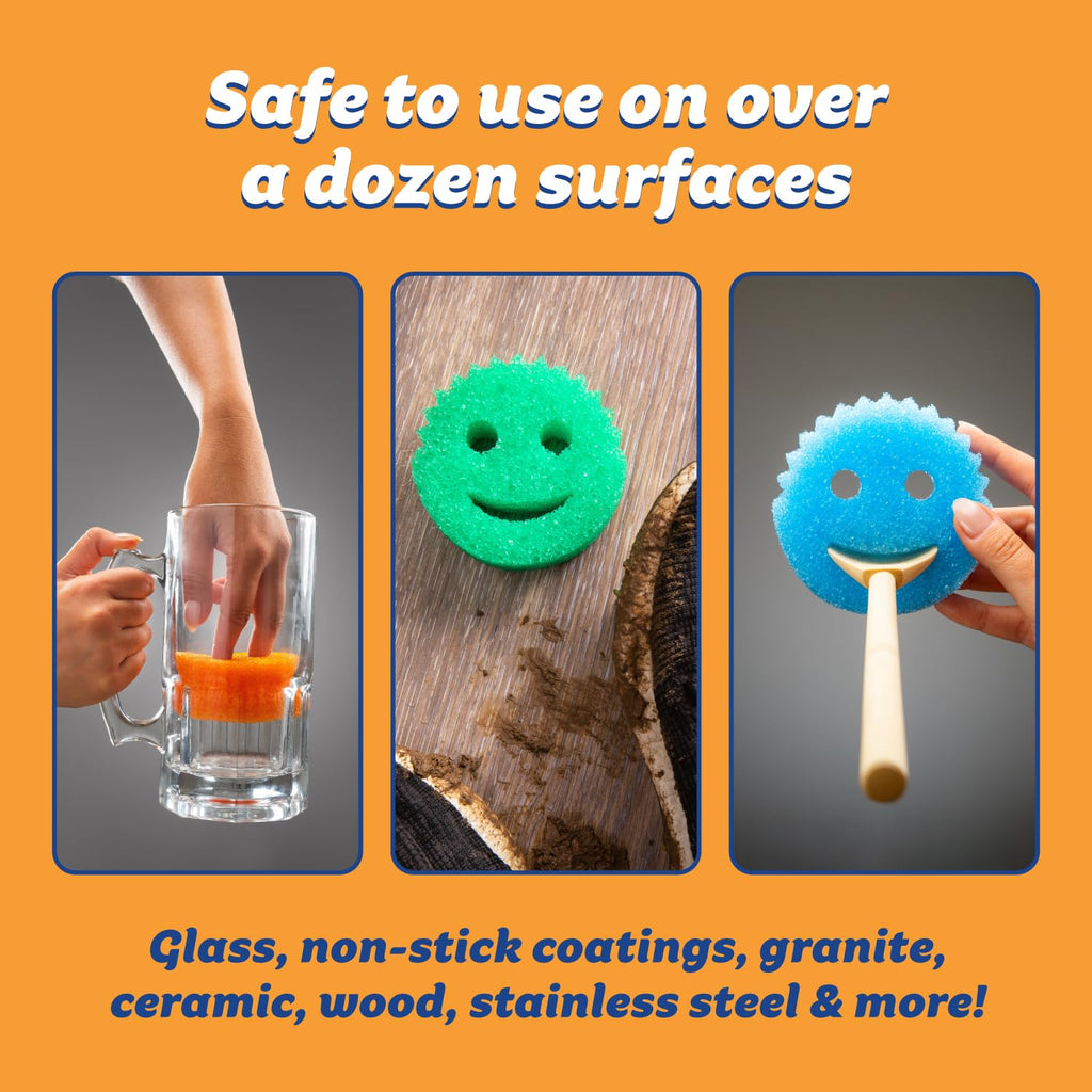 Scrub Daddy Color Sponges - Scratch-Free Multipurpose Dish Sponges for Kitchen, Bathroom & Household Cleaning - Made with BPA-Free Polymer Foam (3 Count)