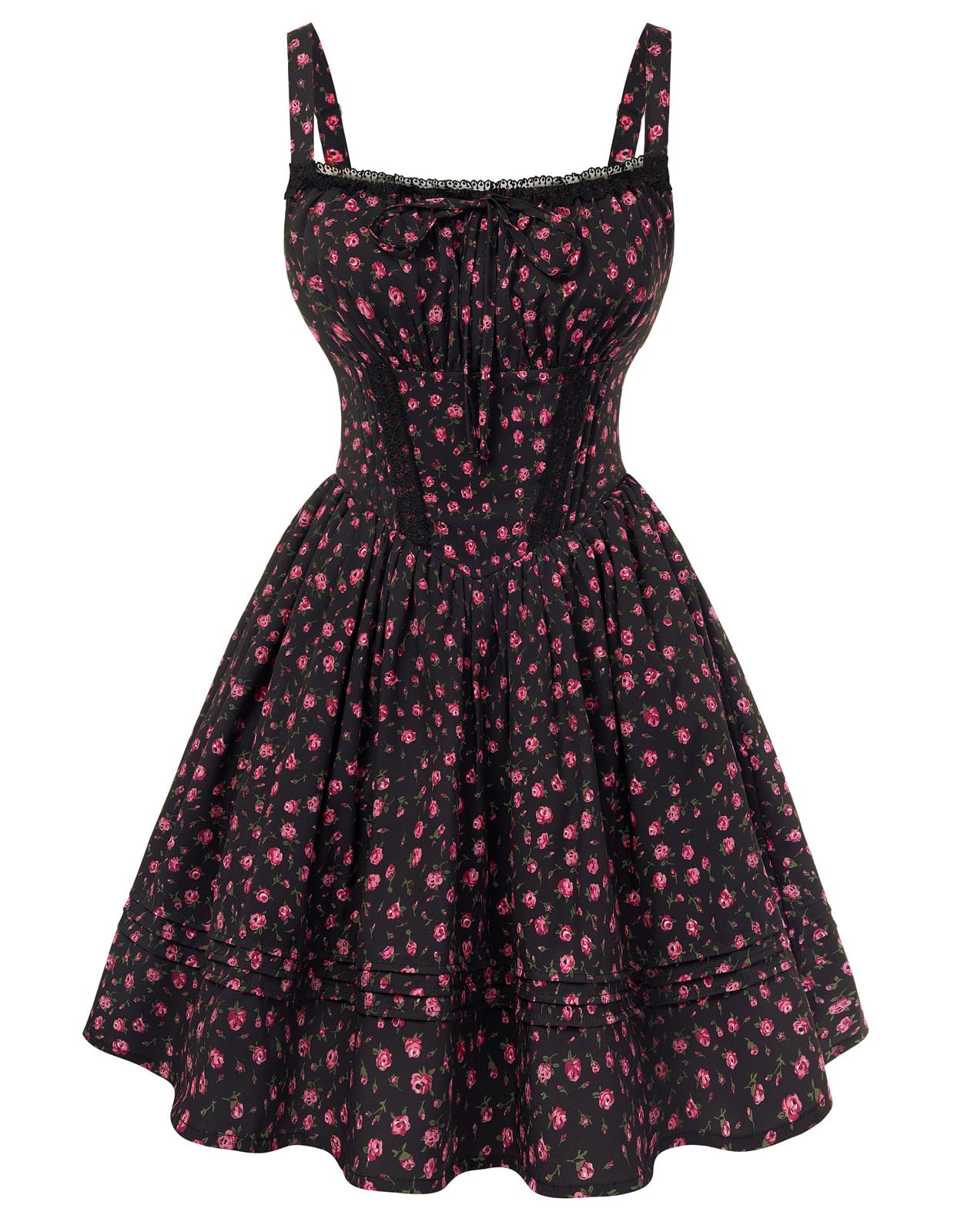 Scarlet Darkness Floral Corset Dress Summer Mini Dresses for Women Teens 2026 Graduation Sundress Black Floral L