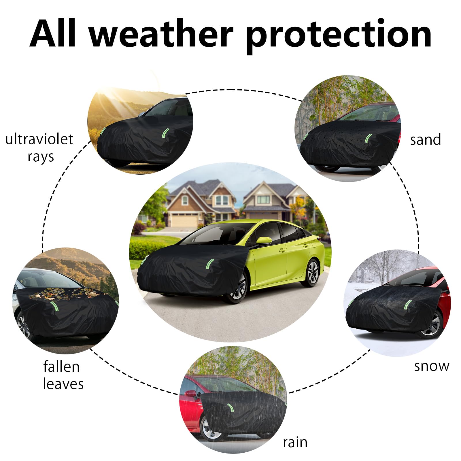 Federedevo Universal Car Engine Cover for SUV/Jeep (L:138-181in x 63-71in), Car Hood Cover with Reflective Straps, Elastic Band & Hook