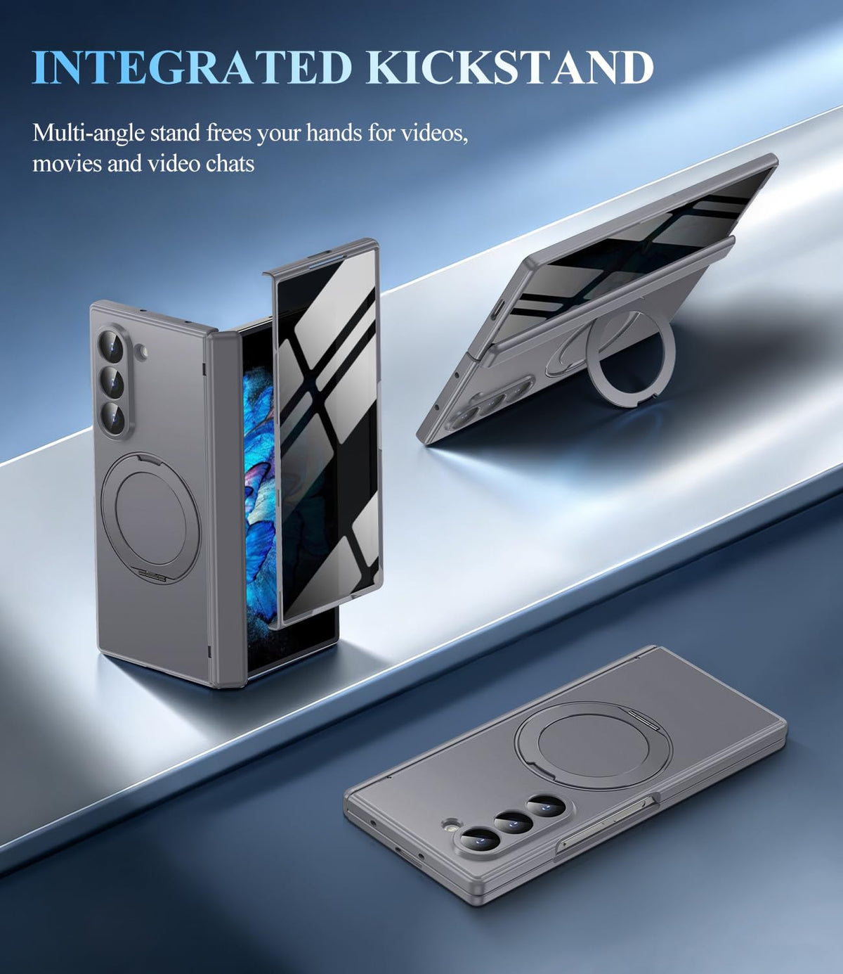 for Z Fold 8 Ultra Case, Built-in Privacy Screen & Hinge Protection, Gray