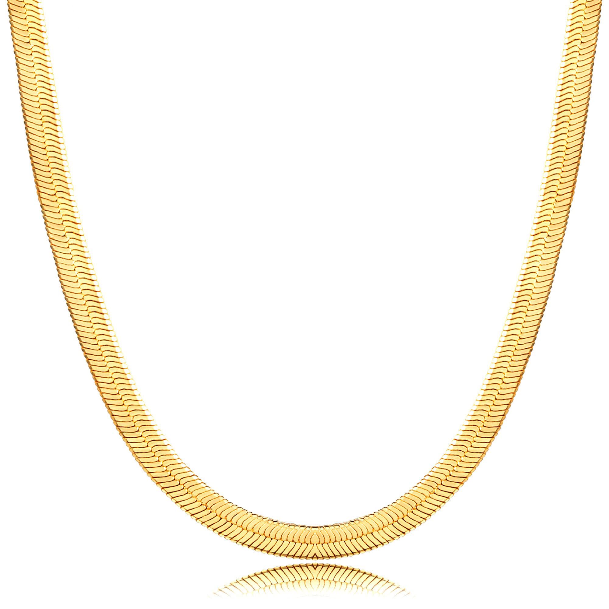 DEARMAY 14K Gold Plated Necklace for Women Dainty Gold Choker Herringbone Necklaces Simple Minimalist Thin Snake Chain Necklace Gold Jewelry Gifts