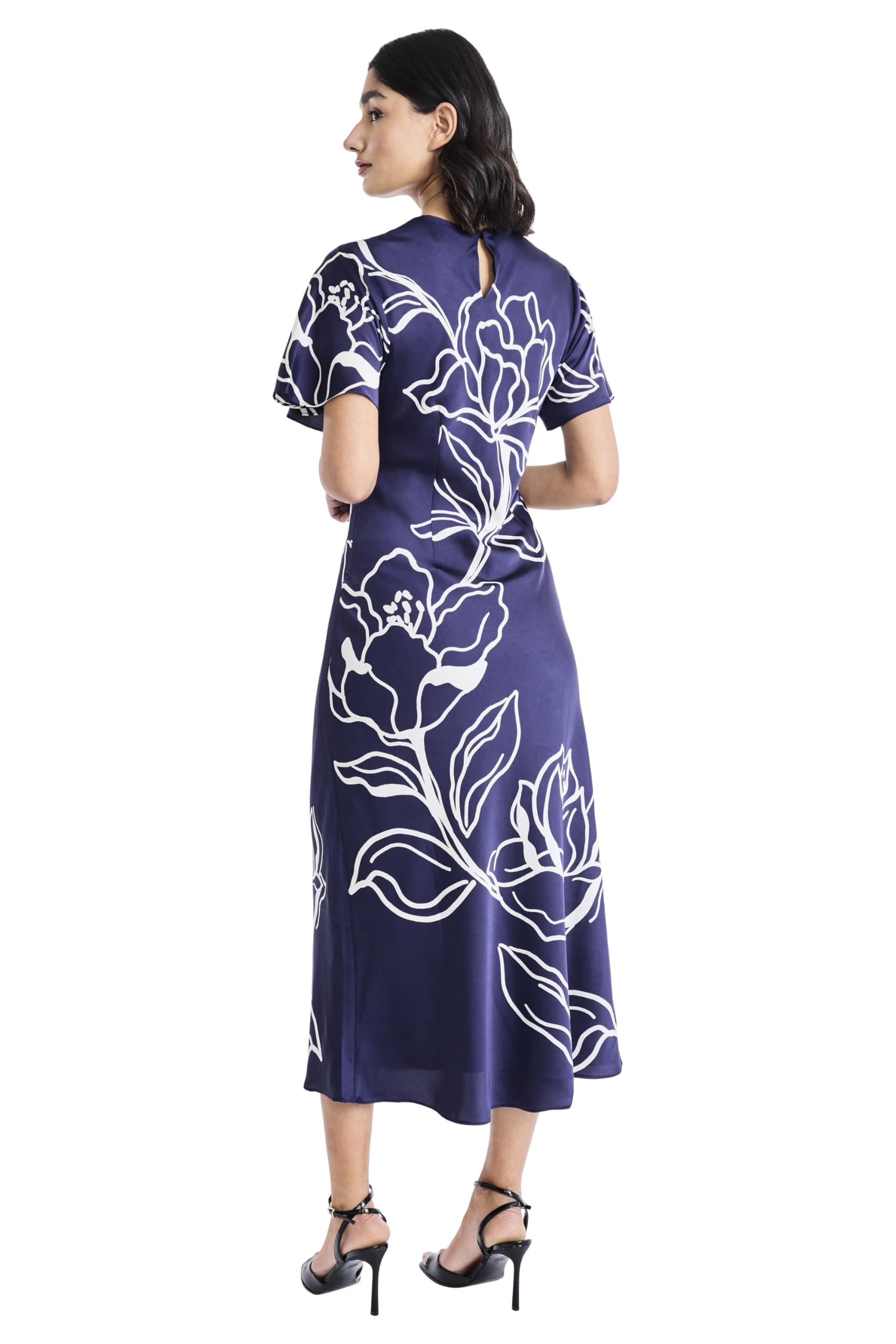 Maggy London - Women's Short Sleeve Round Neck Shift Dress - Elegant Midi Wedding Guest Dresses - 0