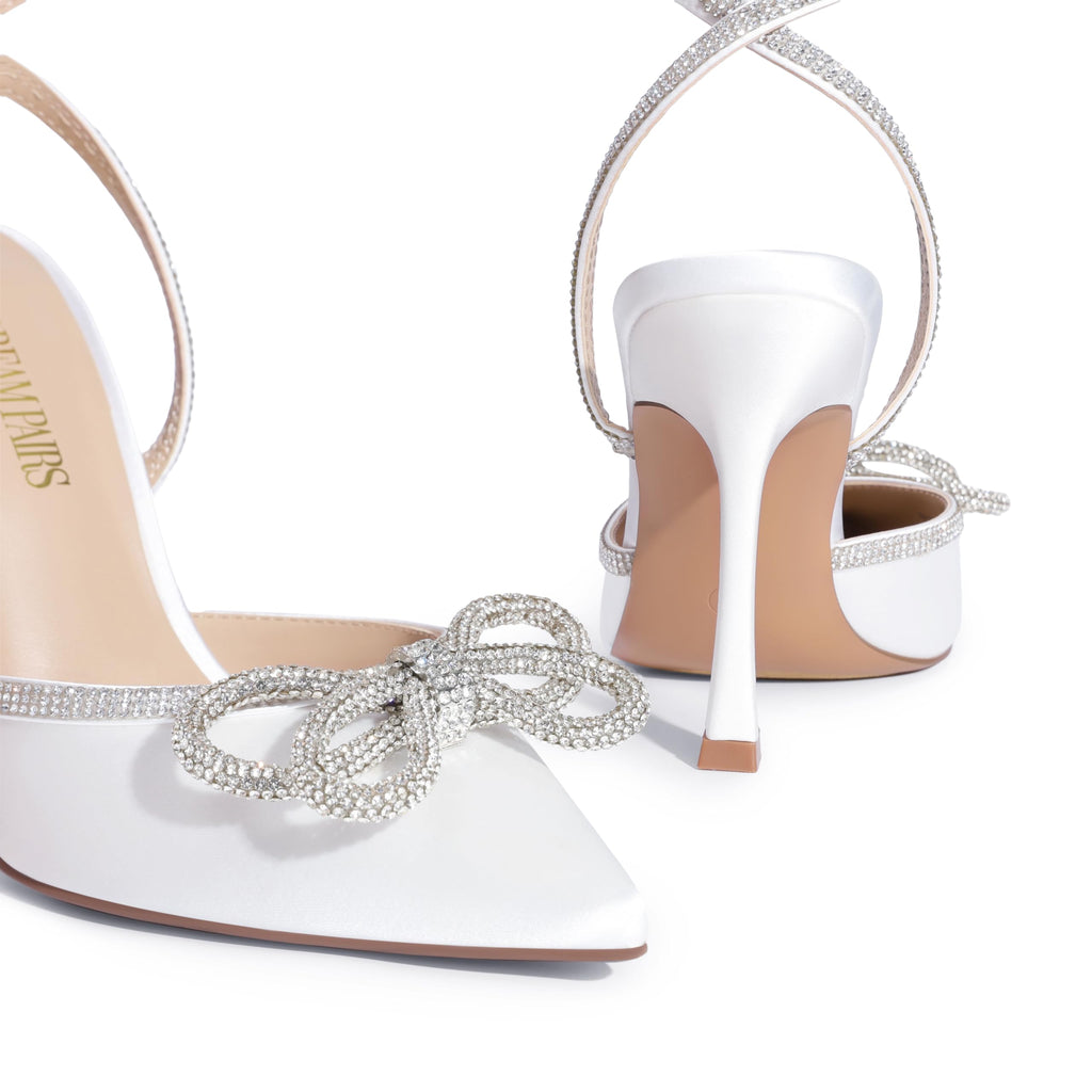 DREAM PAIRS Women's High Heels Destiny Closed Toe Strappy Heels Sexy Rhinestone Ankle Strap Pumps Wedding Bridal Party Dress Shoes Destiny,Size 5,White,SDPU2208W