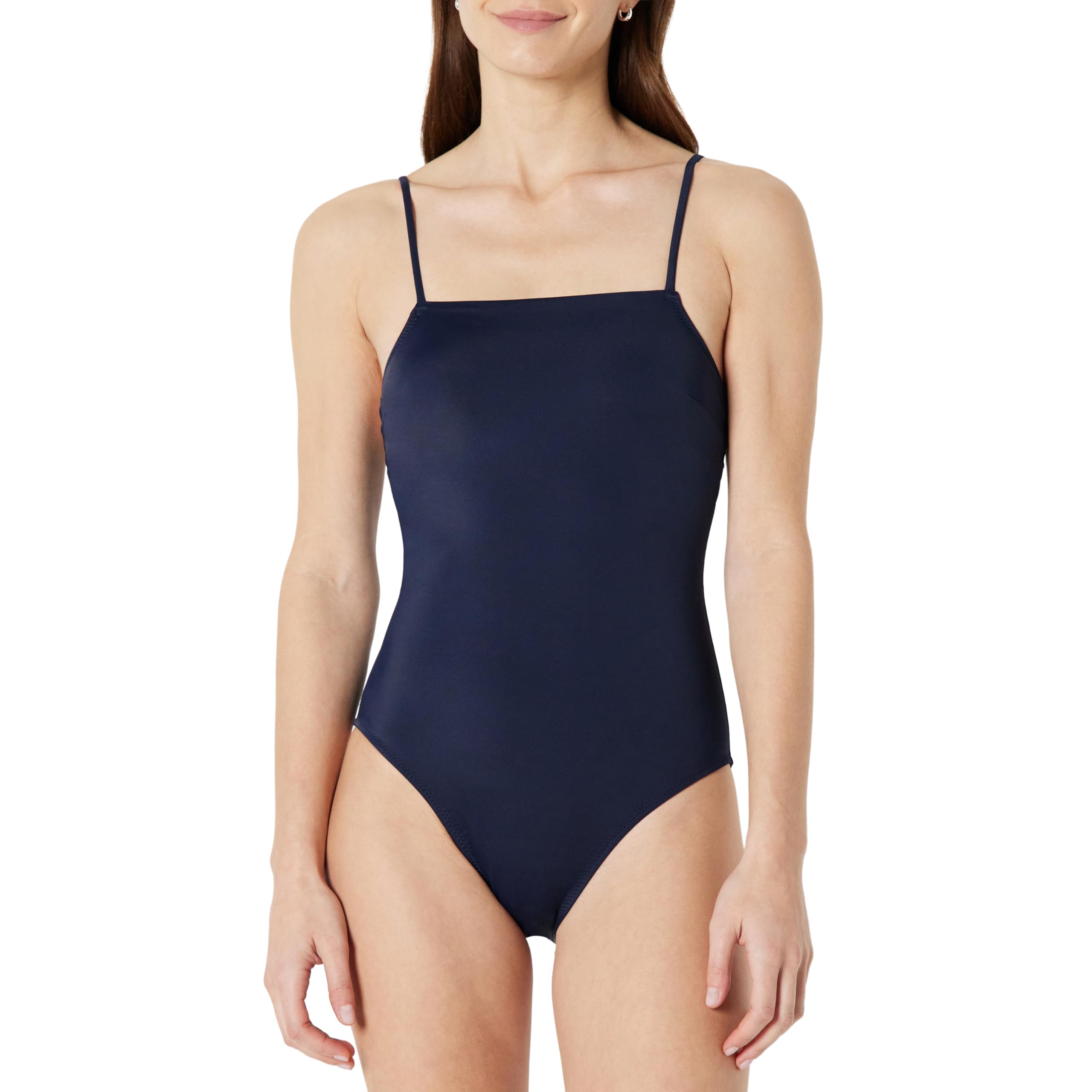 Amazon Essentials Women's Squareneck One-Piece Swimsuit, Navy, Medium