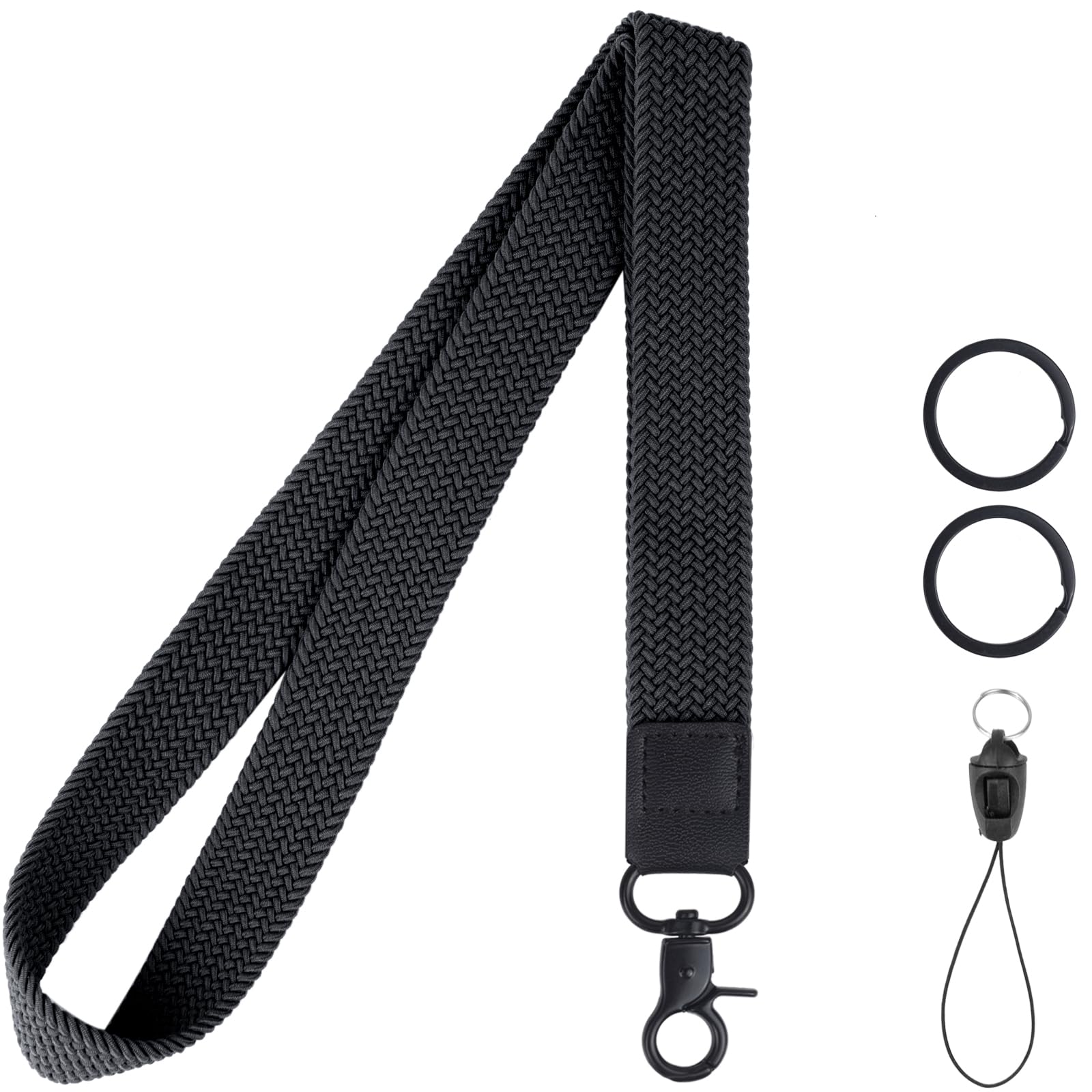 Enrfnox Lanyard, Cute Teacher Lanyards, Neck Lanyards for Keys ID Badges, Stretchy Key Lanyard for Women Men (Black)