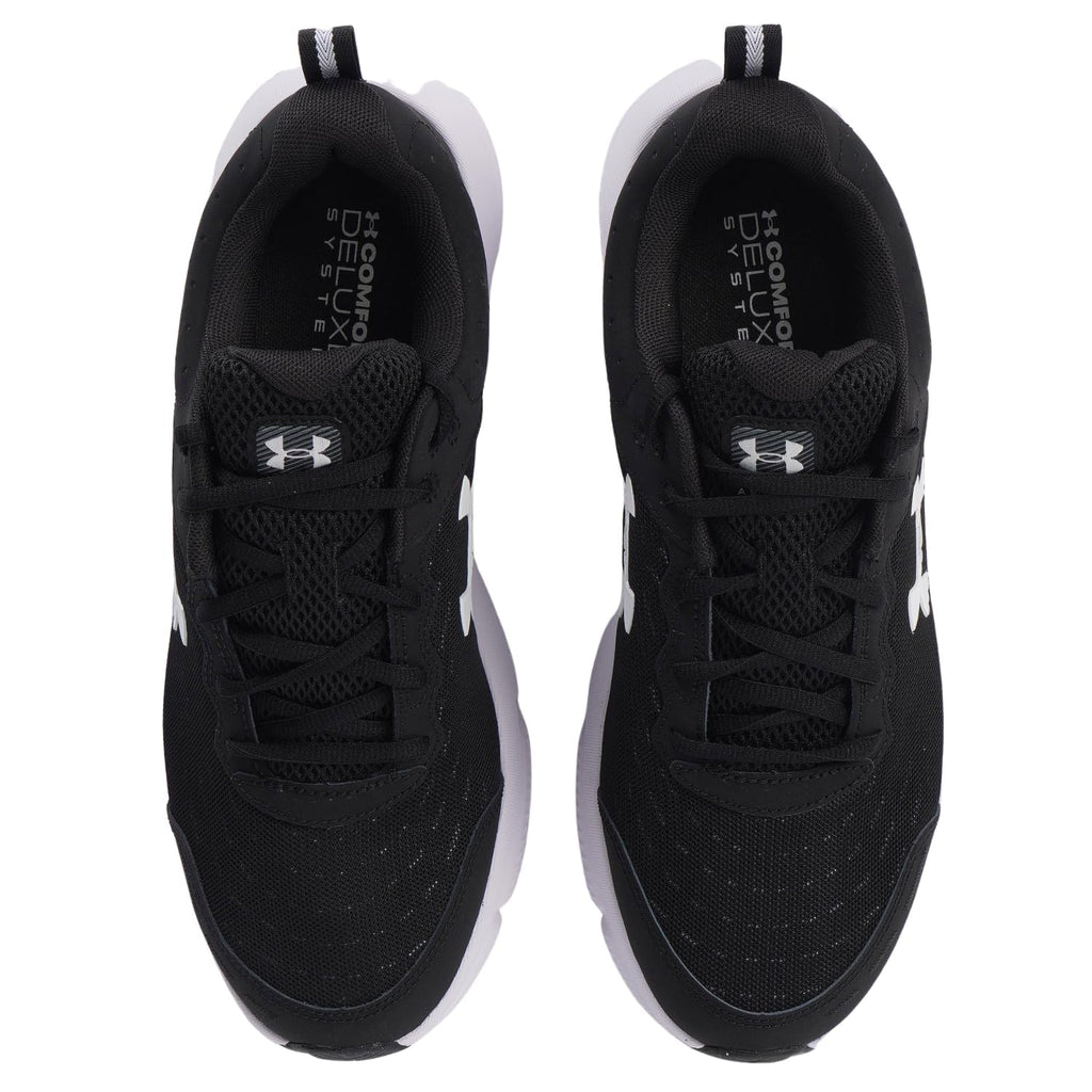 Under Armour Men's Charged Assert 10 Shoes, (001) Black/Black/White, 10.5 X-Wide