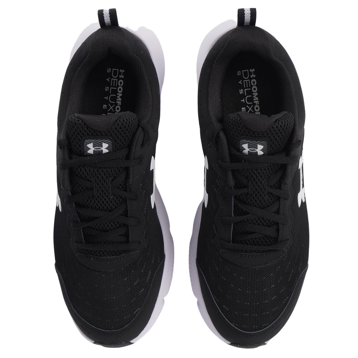 Under Armour Men's Charged Assert 10 Shoes, (001) Black/Black/White, 10.5