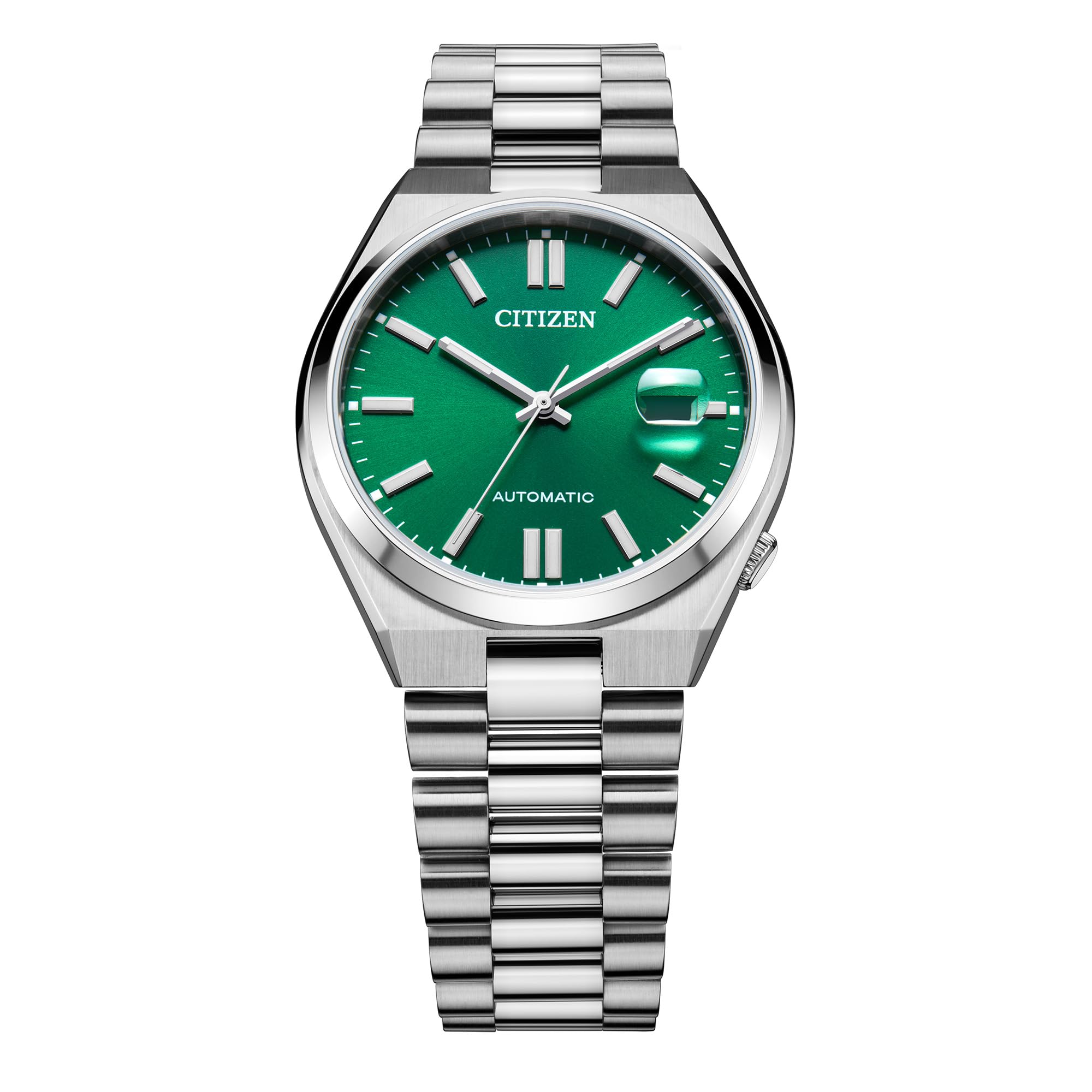 Citizen Men's Automatic Tsuyosa Sport Luxury Watch, Silver-Tone Stainless Steel, Green Dial, 3 Hand with Date, 42 Hour Power Reserve (Model: NJ0150-56X)