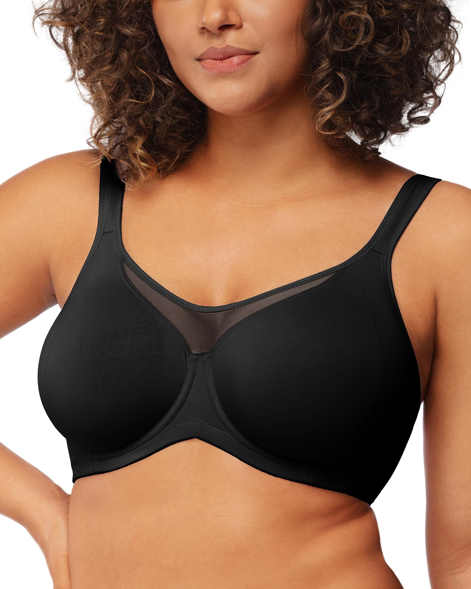 HSIA Minimizer Bras for Women Plus Size, Full Coverage Coolcomfort T Shirt Unlined Bra with Underwire for Heavy Breast, Black 38DDD 01