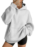 AUTOMET Womens Oversized Hoodies Fleece Trendy Sweatshirts 2026 Pullover Grey M