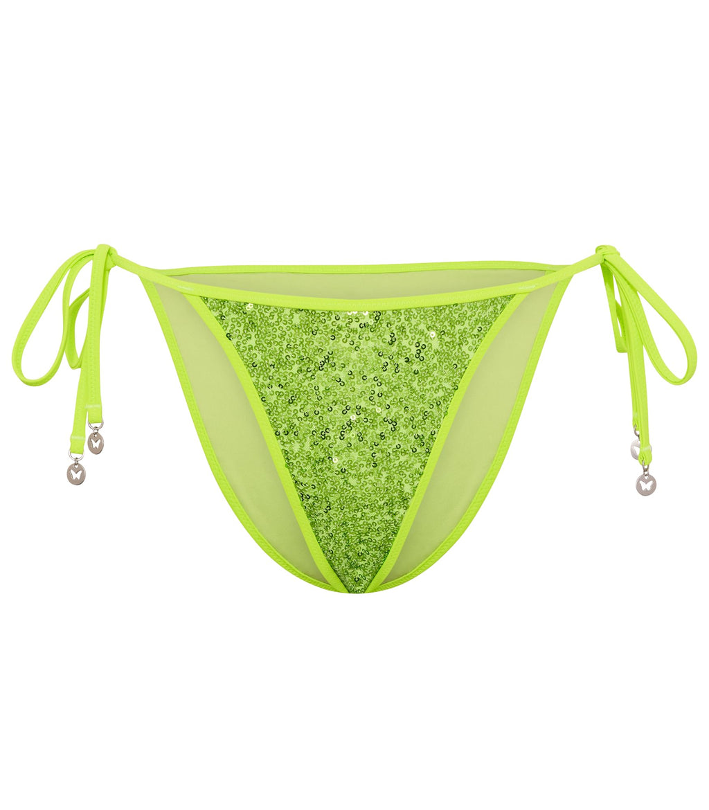 Victoria's Secret PINK | Elle Sequin Side-Tie Cheeky Bikini Bottom, Sour Apple, M