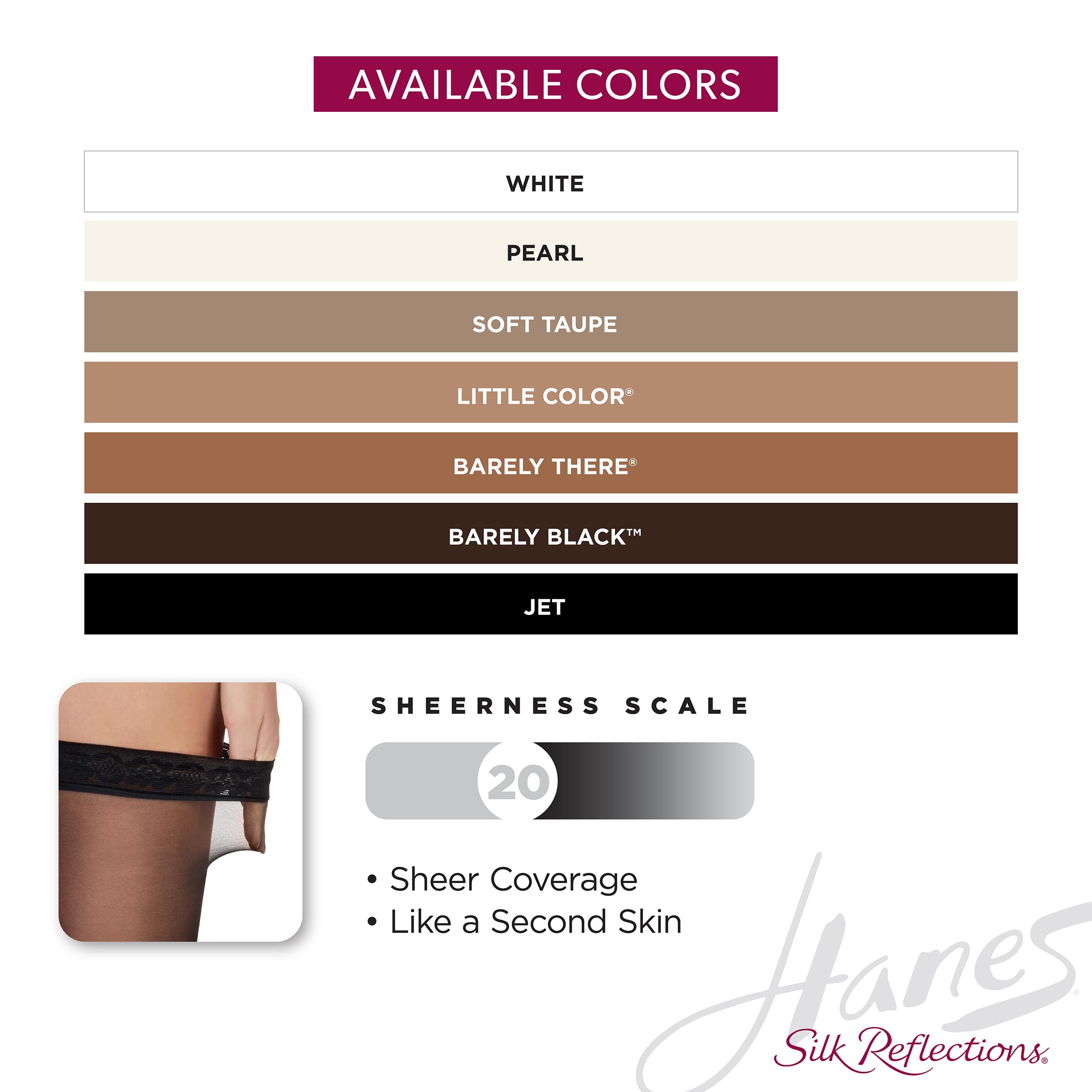 Hanes Silk Reflections Sheer Toe, Silky Sheer Finish Thigh Highs, Jet, Size AB (Pack of 1)