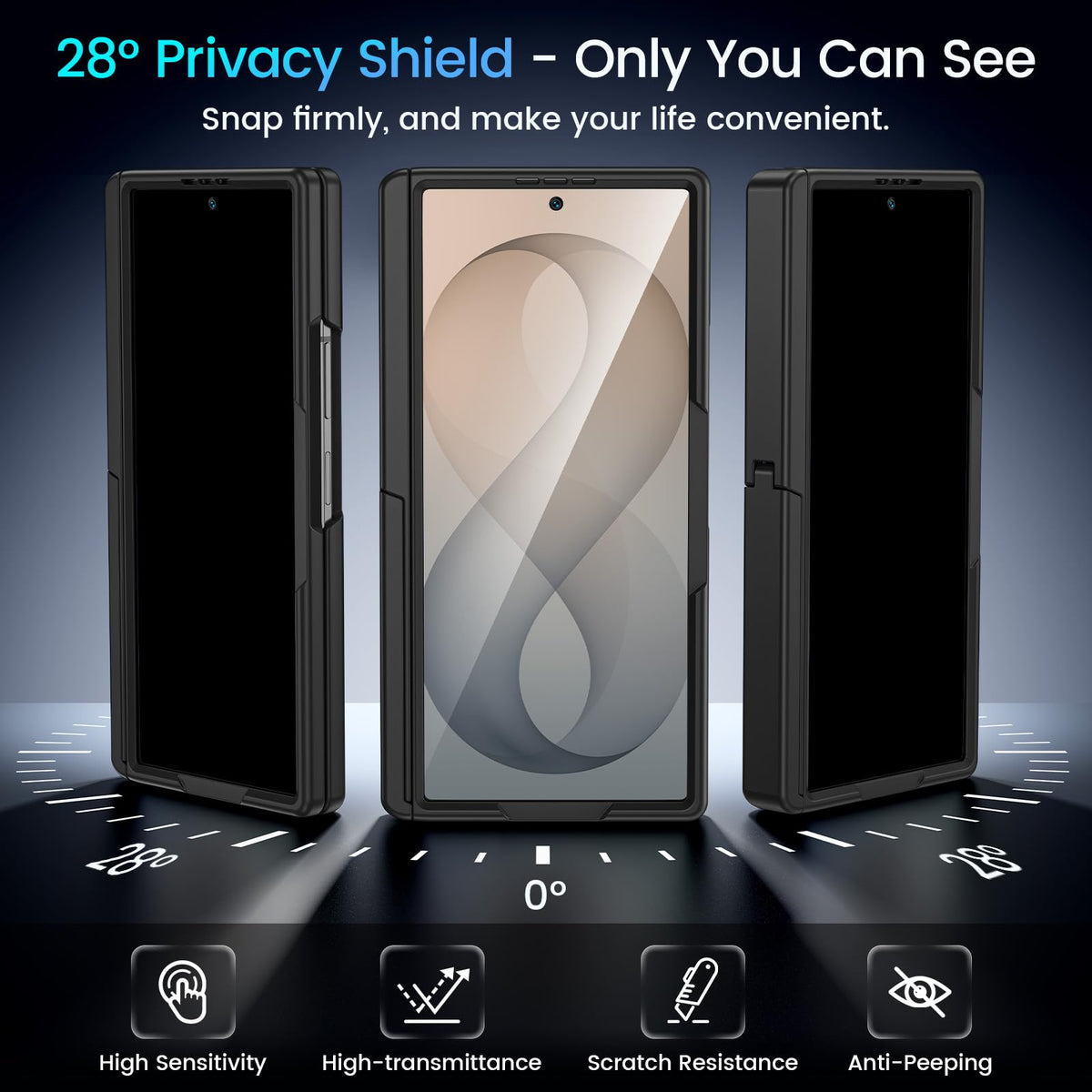 Magnetic for Samsung Galaxy Z Fold 8 Ultra Case with Hidden Kickstand Black