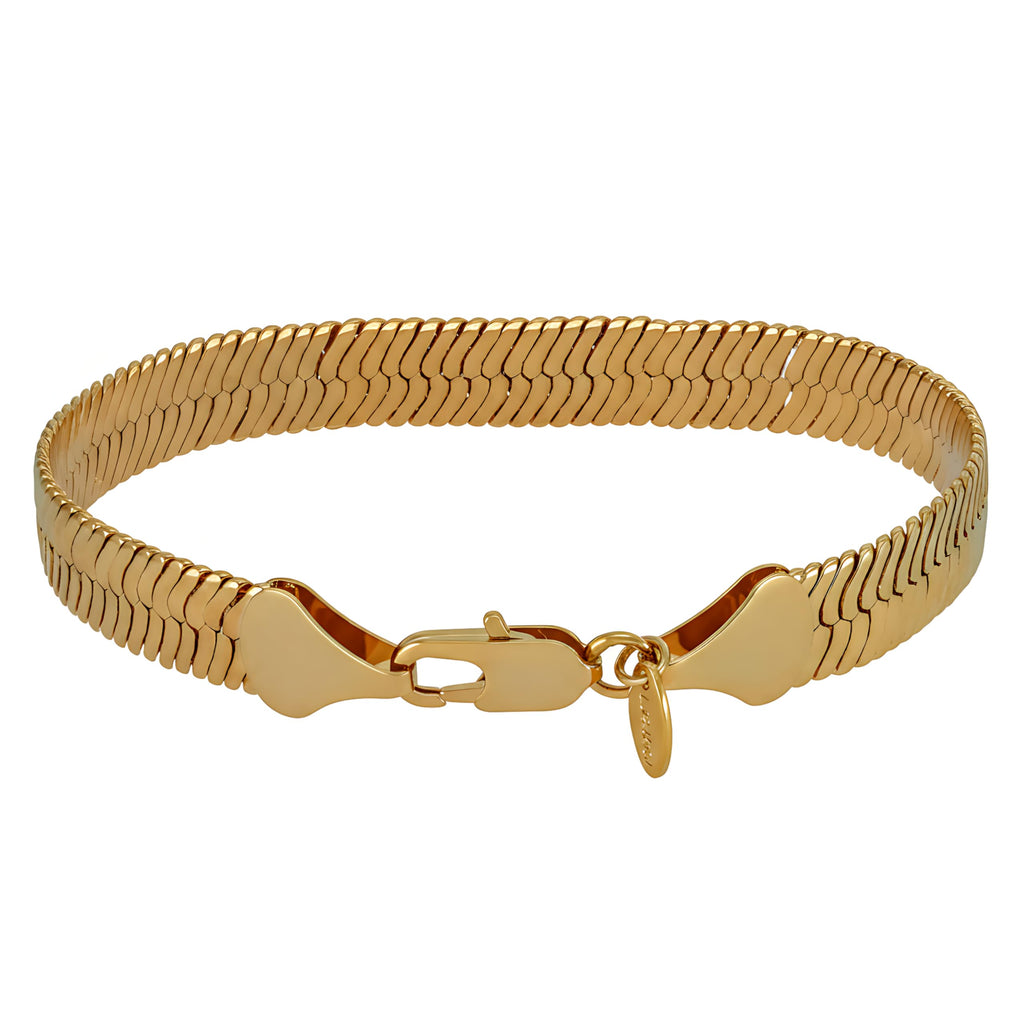 LIFETIME JEWELRY Luxury 24k Real Gold Plated Bracelet Herringbone Bracelet Women Bracelet or Mens Bracelet (7, 11mm)