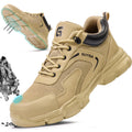 Gsutenmre Steel Toe Shoes for Men Lightweight Work Shoes Men Puncture Resistant Safety Footwear Industrial Shoe Comfortable for Construction Warehouse Jobs Khaki