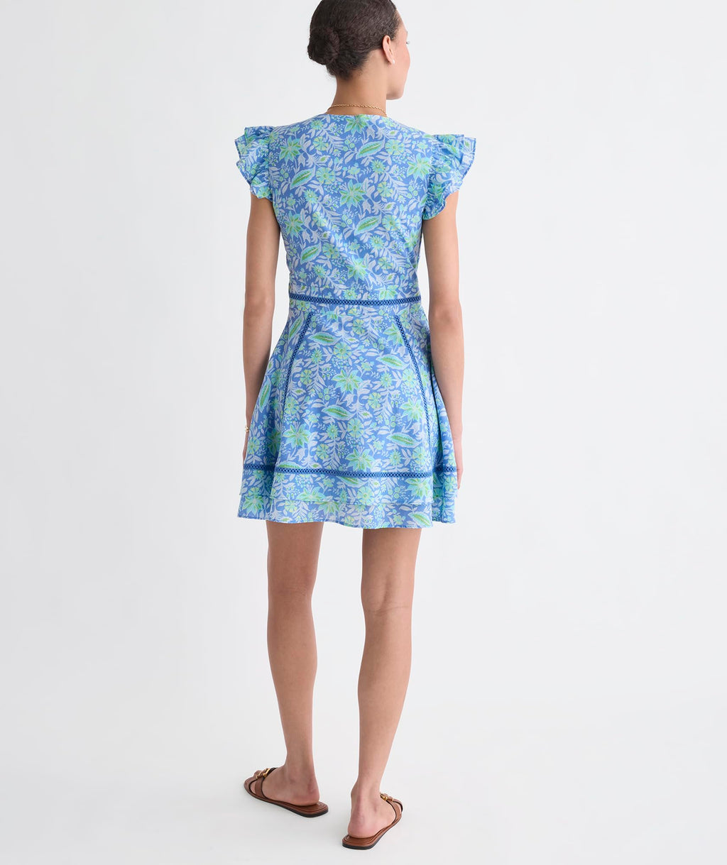 vineyard vines Nora Pintuck Dress, Blue Bayley Block, S