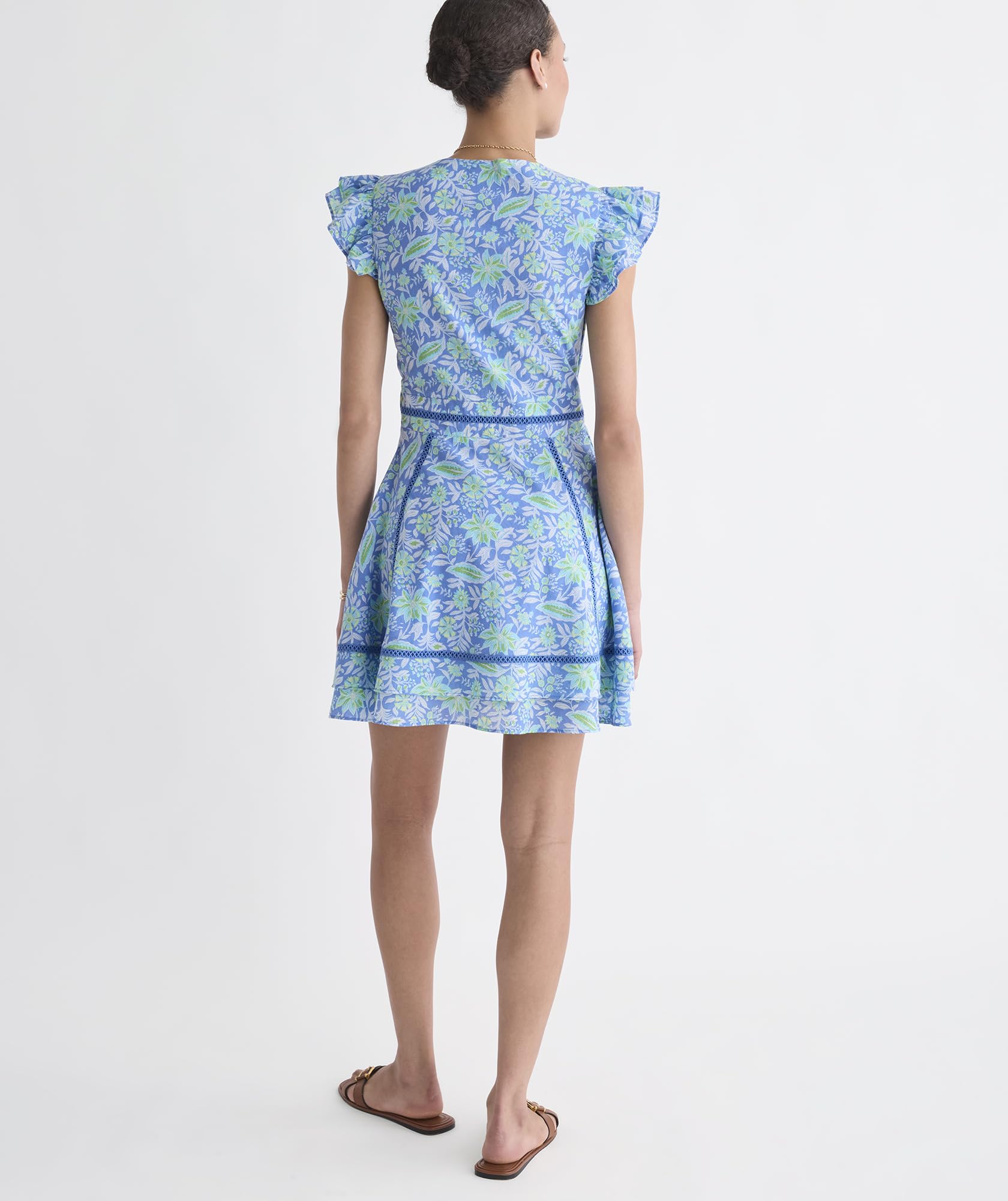vineyard vines Nora Pintuck Dress, Blue Bayley Block, S