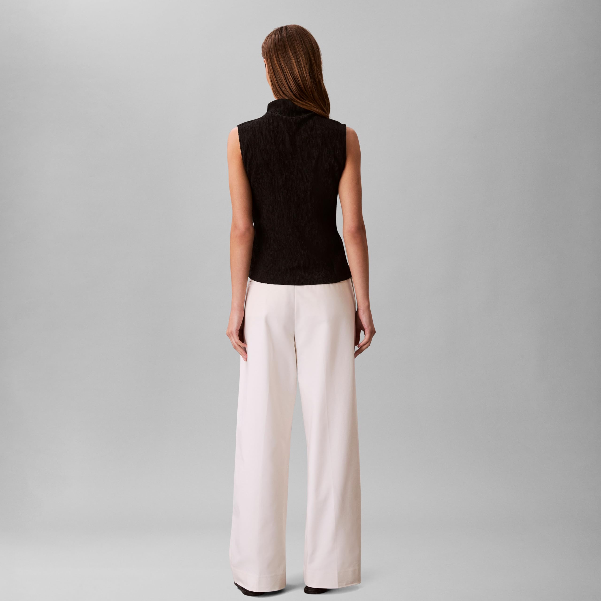 Calvin Klein Women's Textured Knit Mock Neck Top Black
