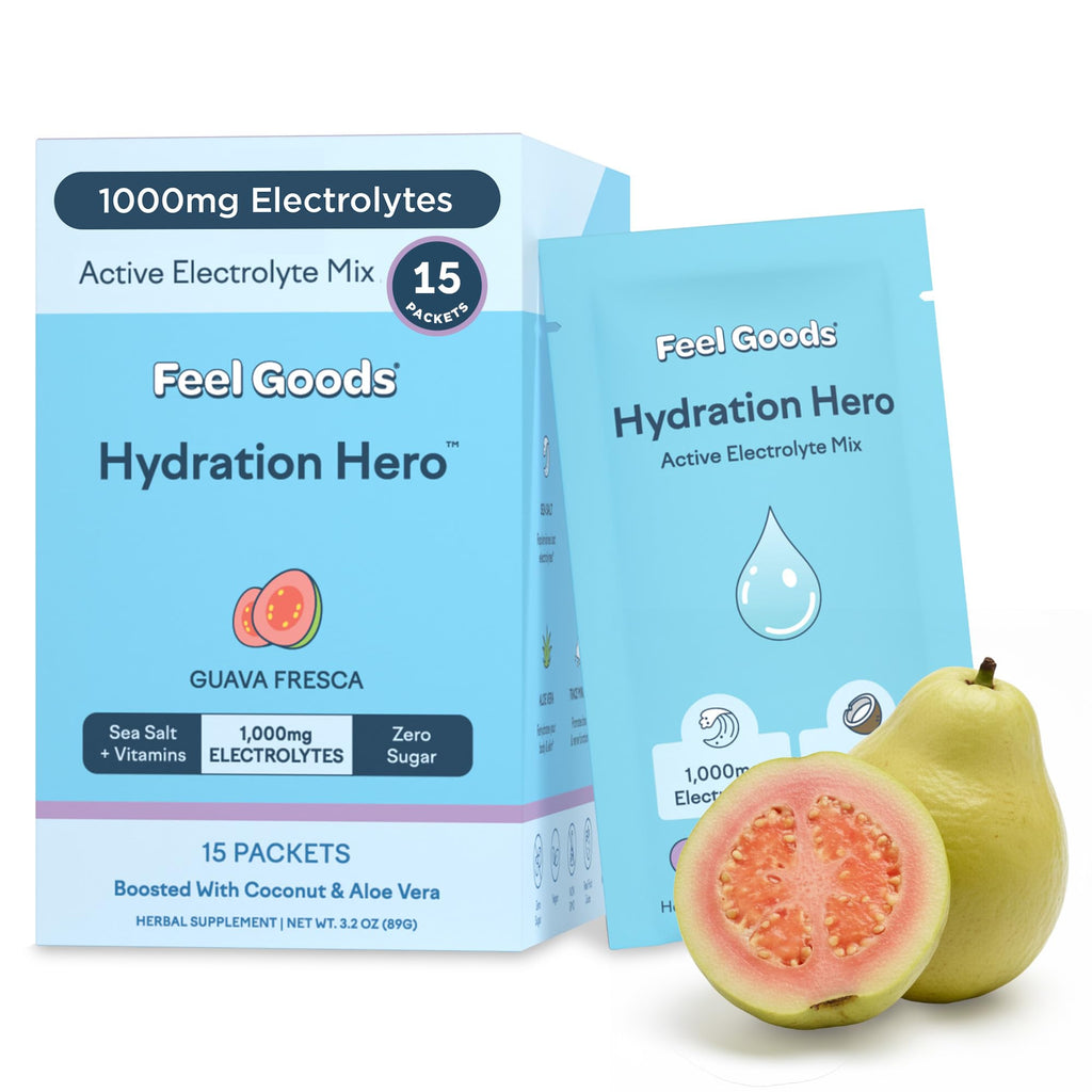 Feel Goods Hydration Hero, Sugar-Free Electrolyte Powder Packets for Daily Hydration - Electrolytes Drink Mix with Magnesium, Potassium & Vitamins for Fasting & Energy - Keto, Vegan & Organic Flavors