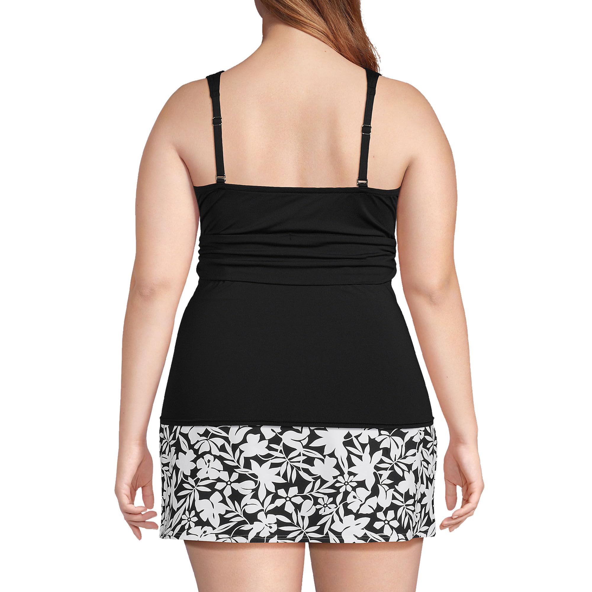 Lands' End Women's Petite V-Neck Plunge X Back Tankini Top X-Small Black