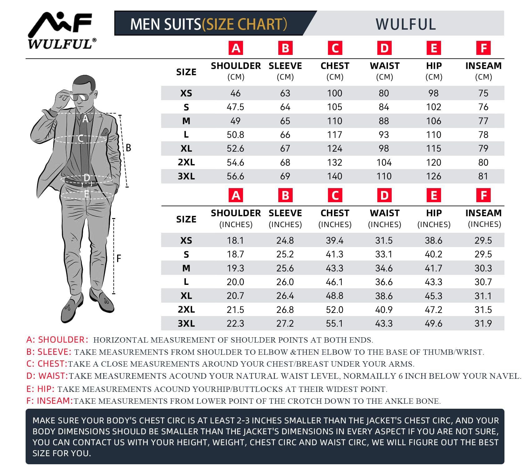 WULFUL Men’s Slim Fit Suit One Button 3-Piece Blazer Dress Business Wedding Party Jacket Vest & Pant Blue
