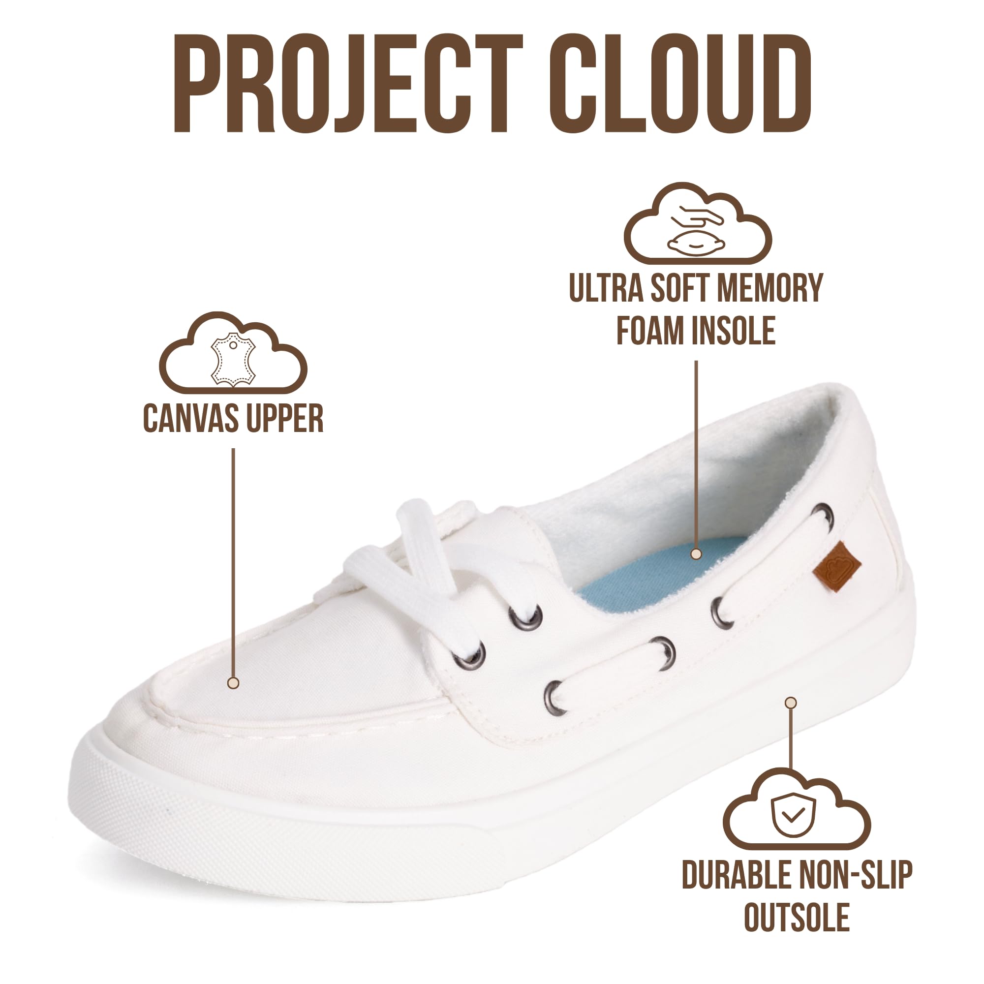 Project Cloud Canvas Sneakers for Women - Memory Foam Slip On Shoes Women Footwear - Lightweight and Non Slip Fashion Sneakers (Seasalt, WHITCVS,8M)