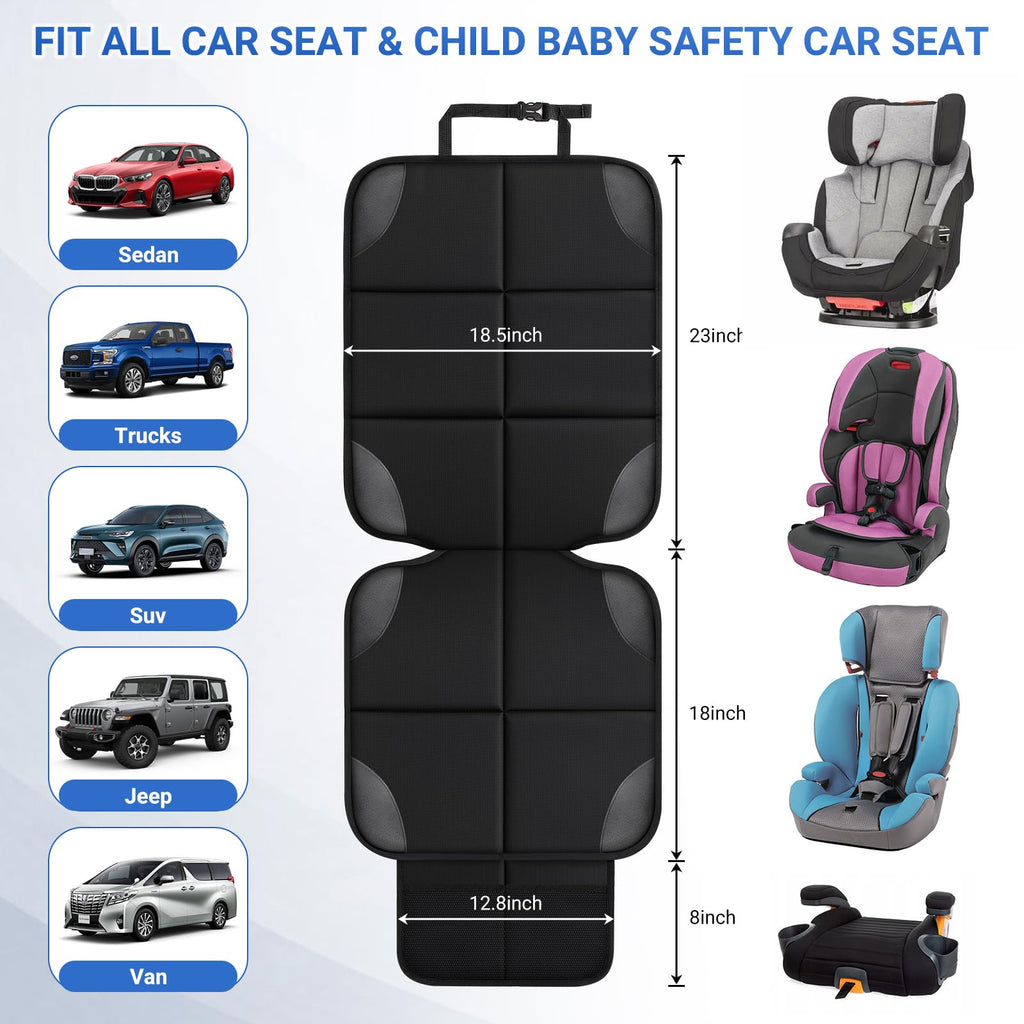 Car seat Protector 2 mesh Pocket Waterproof car seat Covers, Universal Size, Baby, pet, Children's car seat Protector, Anti Slip Bottom (1 piece)
