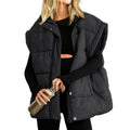 Songling Womens Oversized Puffer Vest Stand Collar Full Zip Sleeveless Bubble Puffer Vest Quilted Padded Warm Coat Outwear (Black,M)