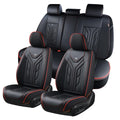 Coverado Seat Covers, Car Seat Covers Full Set, Leather Seat Covers for Cars, Automotive Seat Covers Car Seat Protector Car Accessories Fit for Most Sedans SUV Pick-up Truck(Black&Red)