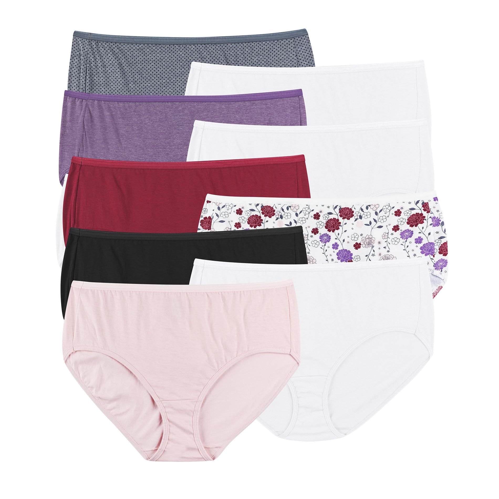 JUST MY SIZE Women's Plus Size Cool Comfort Cotton Brief 10-Pack, Assorted, 11