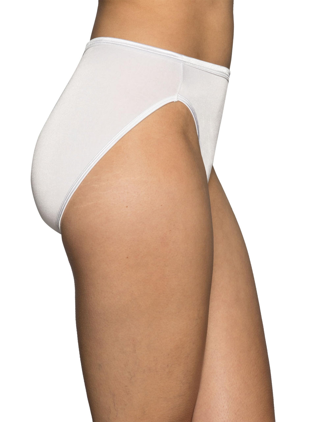 Vanity Fair Women's Illumination Hi Cut Panty 13108, White/Quartz/Beige, 7 (13307)