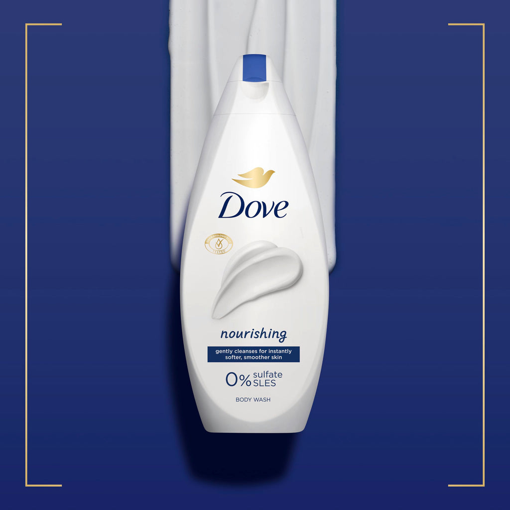 Dove Nourishing Body Wash Body Cleanser shower gel with plant-based moisturisers for softer, smoother skin after one shower 6x 225 ml