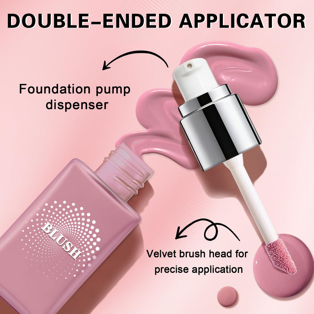 IONSGAKO Liquid Blush for Cheeks, Lightweight Cream Blush Matte Finish Buildable Color Blendable Long-Lasting Blush Highlighter Makeup - 01 Soft Pink