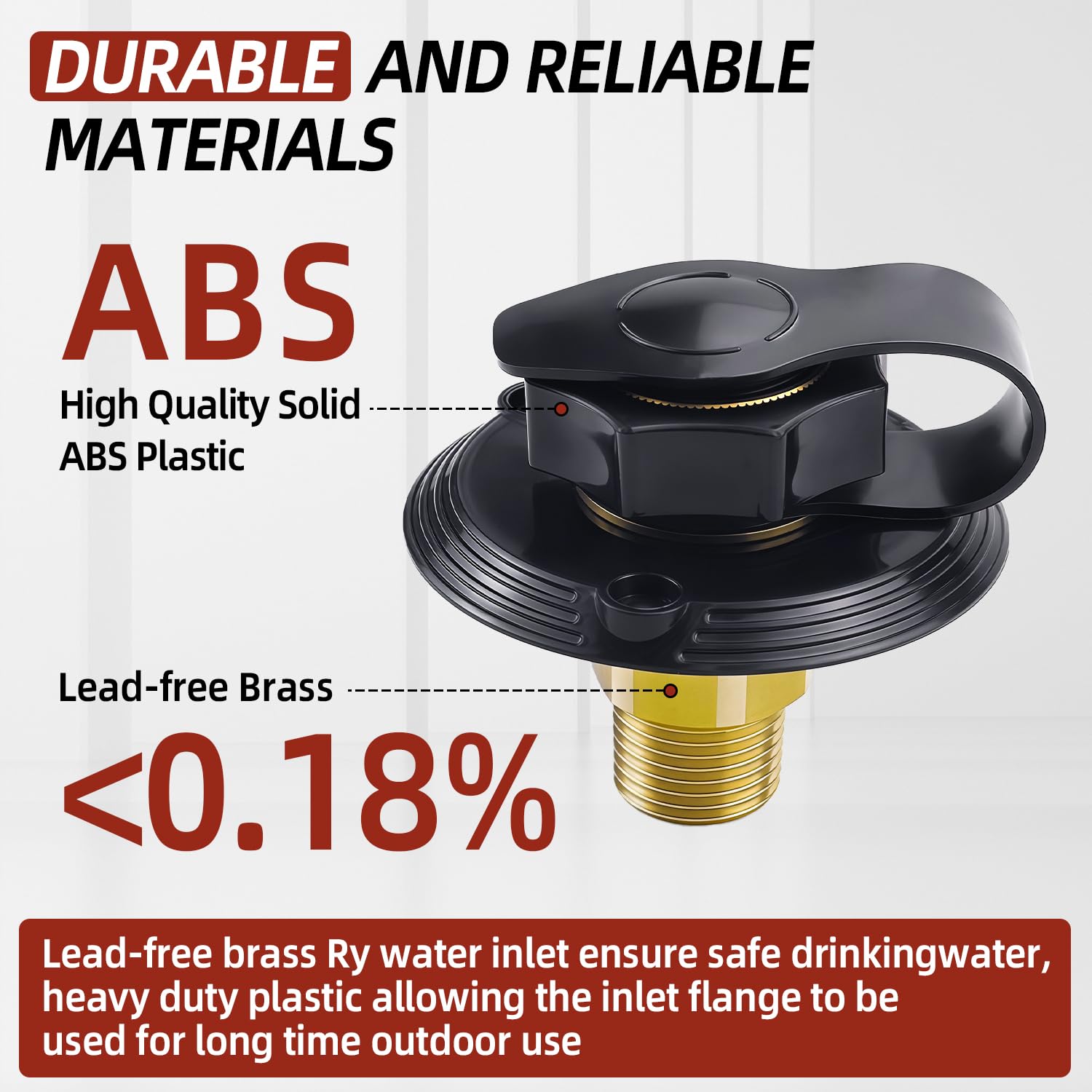 Mejiao RV City Water Inlet, 3/4" NH to 1/2" NPT Brass Water Fill Flange with Check Valve, RV Marine City Water Hookup for Camper and Trailer