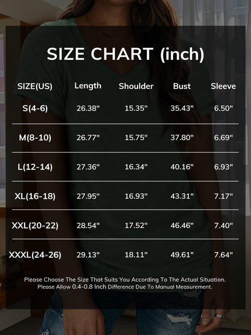 ATHMILE Womens Tops Shirts for Women Short Sleeve V Neck Tee Summer Fashion Trendy Soft Casual Spring Clothes Outfits Beach Black