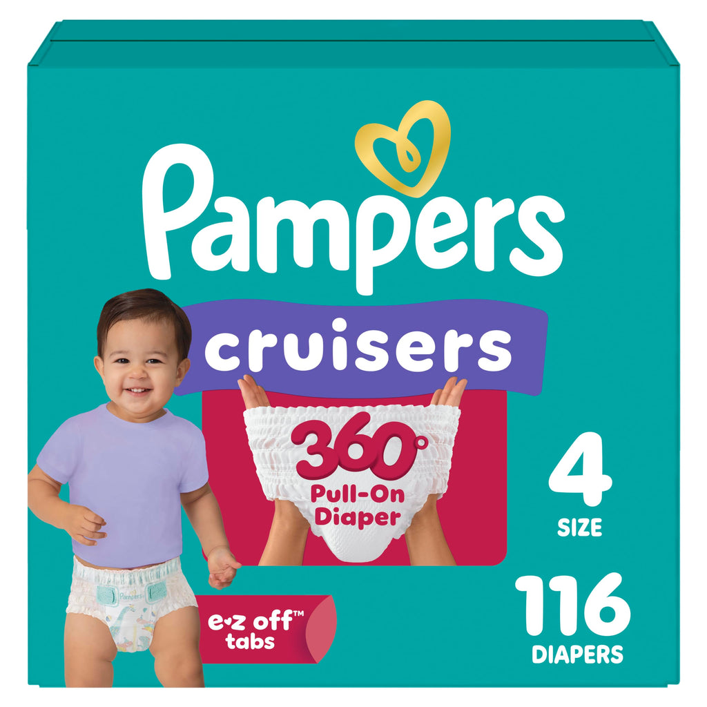 Pampers Diapers - Cruisers 360 - Size 4, 116 Count, Babyproof up to 100% Leakproof Pull-On Diaper