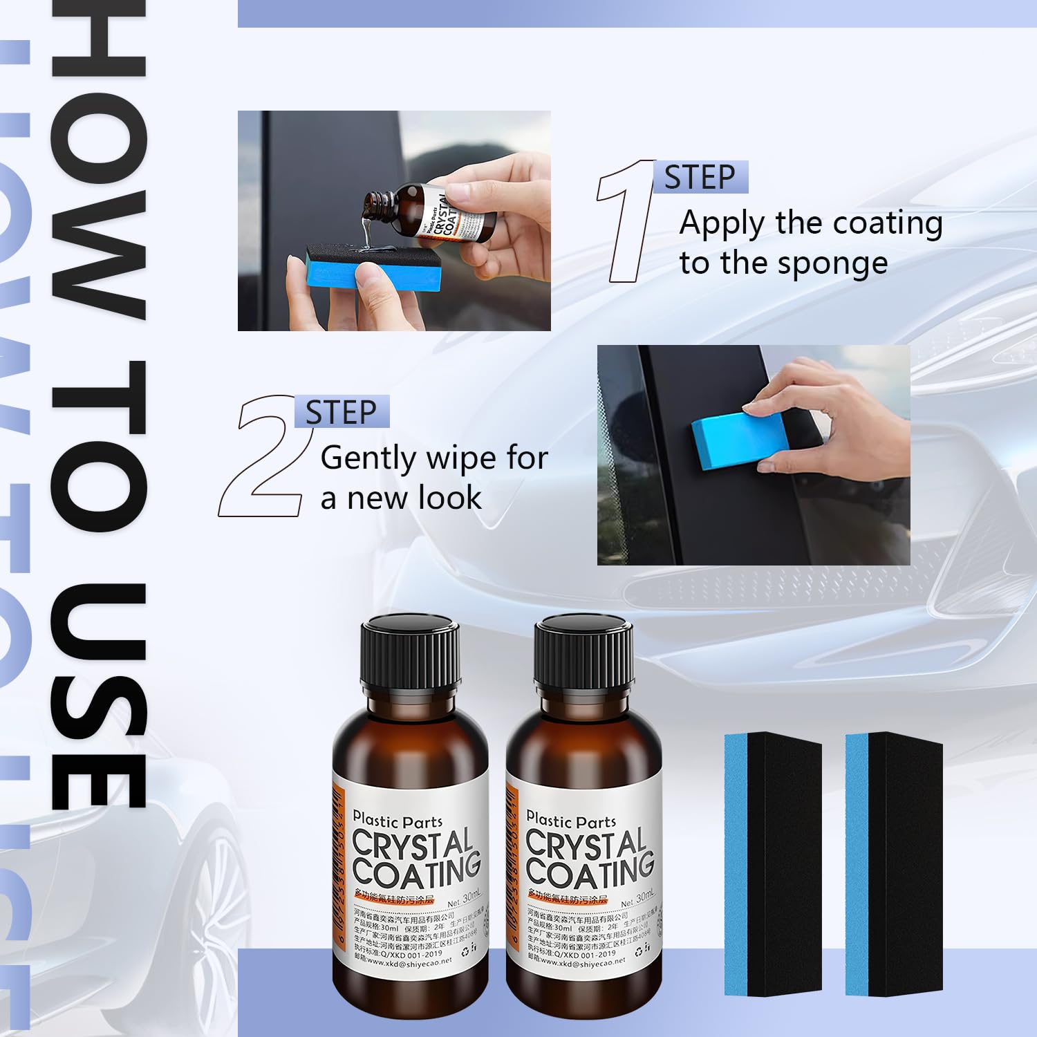 Acssart Plating Refurbishing Agent, Crystal Coating for Car Plastic Parts,Car Plastic Plating Refurbishing Agent,Nano Coating Agent,Cars Plastics Restorer for DIY, Automotive, 30ml(3pcs)
