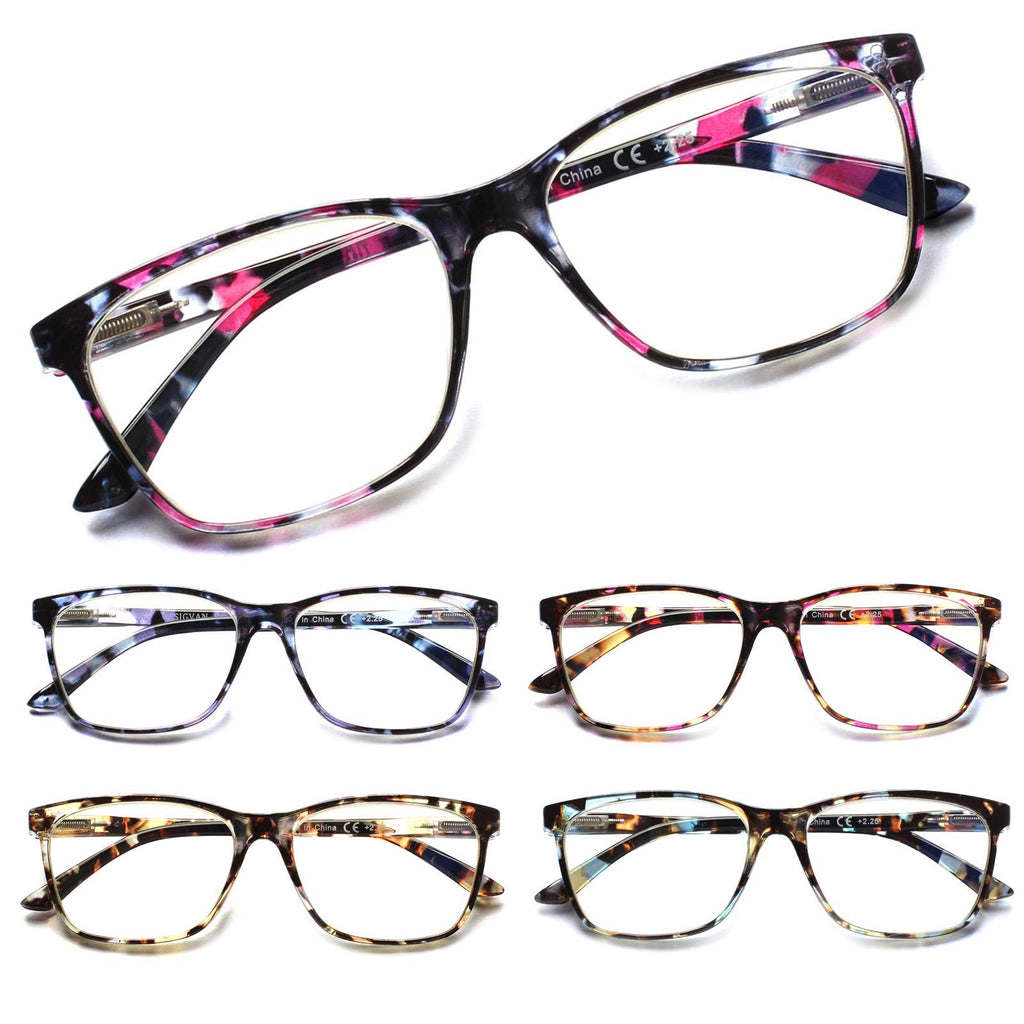 SIGVAN Ladies Reading Glasses Blue Light Blocking Spring Hinge Fashion Pattern Print Eyeglasses for Women (multicolour, 3.00)