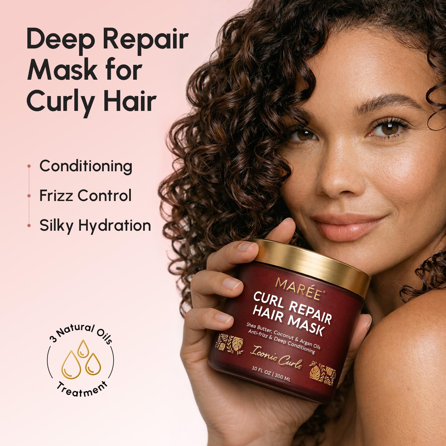 MAREE Curl Repair Hair Mask - Deep Conditioning Care for Damaged, Dry Curly Hair Products for Women & Men - Curl Moisturizer & Conditioner - Tratamiento Mascarilla para el Cabello Seco y Maltratado