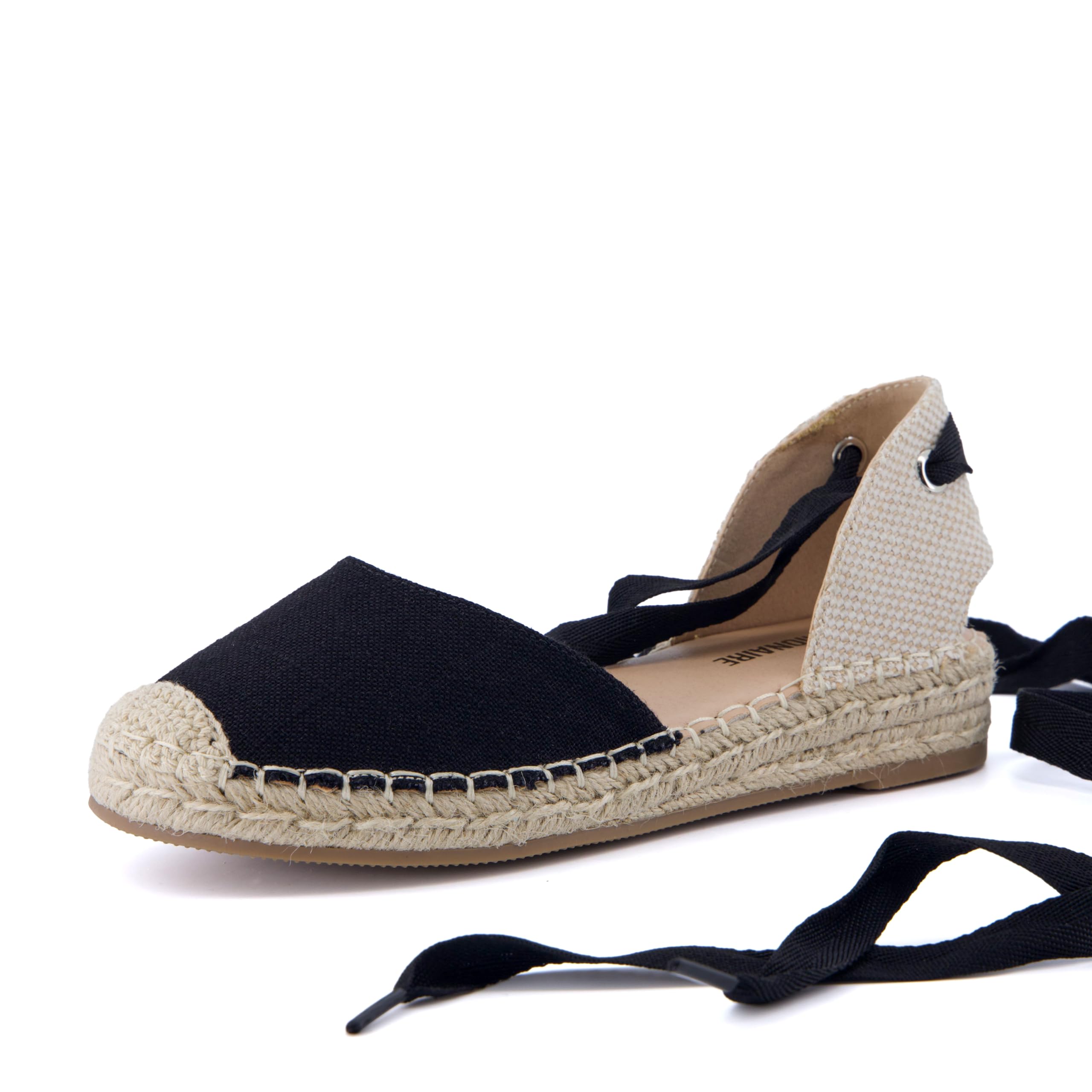 CUSHIONAIRE Talisa Espadrilles for Women, Closed Toe Wedge Sandal with Elastic Ankle Strap and Jute Wrapped Sole, BLACK 11