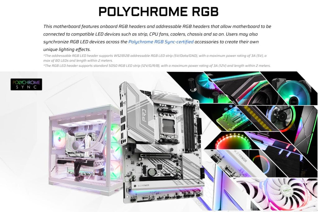 ASRock X870 Pro RS AMD Ryzen Socket AM5 ATX Motherboard DDR5 DIMMs 8000 MHz 256 GB PCIe Gen5 SATA3 6.0 Gb/s