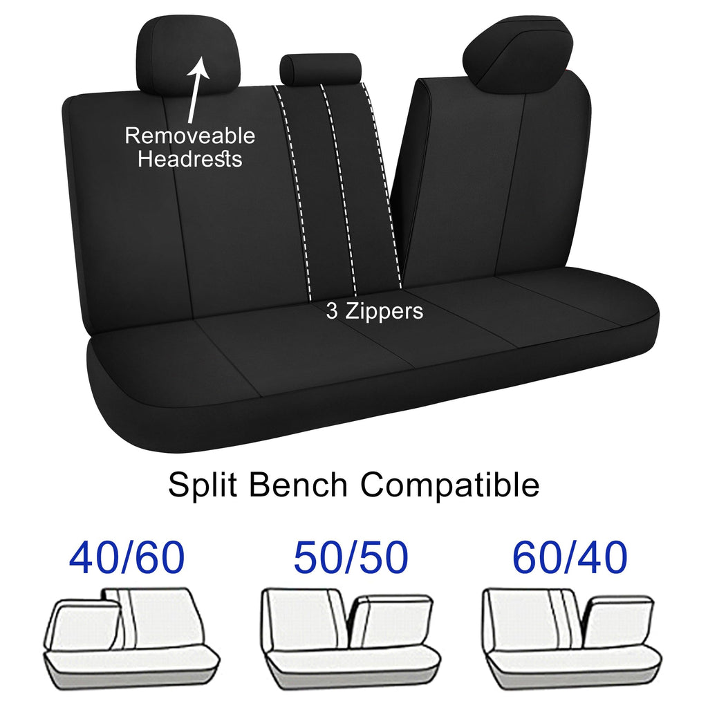 CAROMOP Waterproof Car Seat Cover Full Seats, Neoprene Seat Covers for Cars,Split Bench Compatible Car Interior Covers, Universal Fit Most Car Sedan Truck SUV(Black)