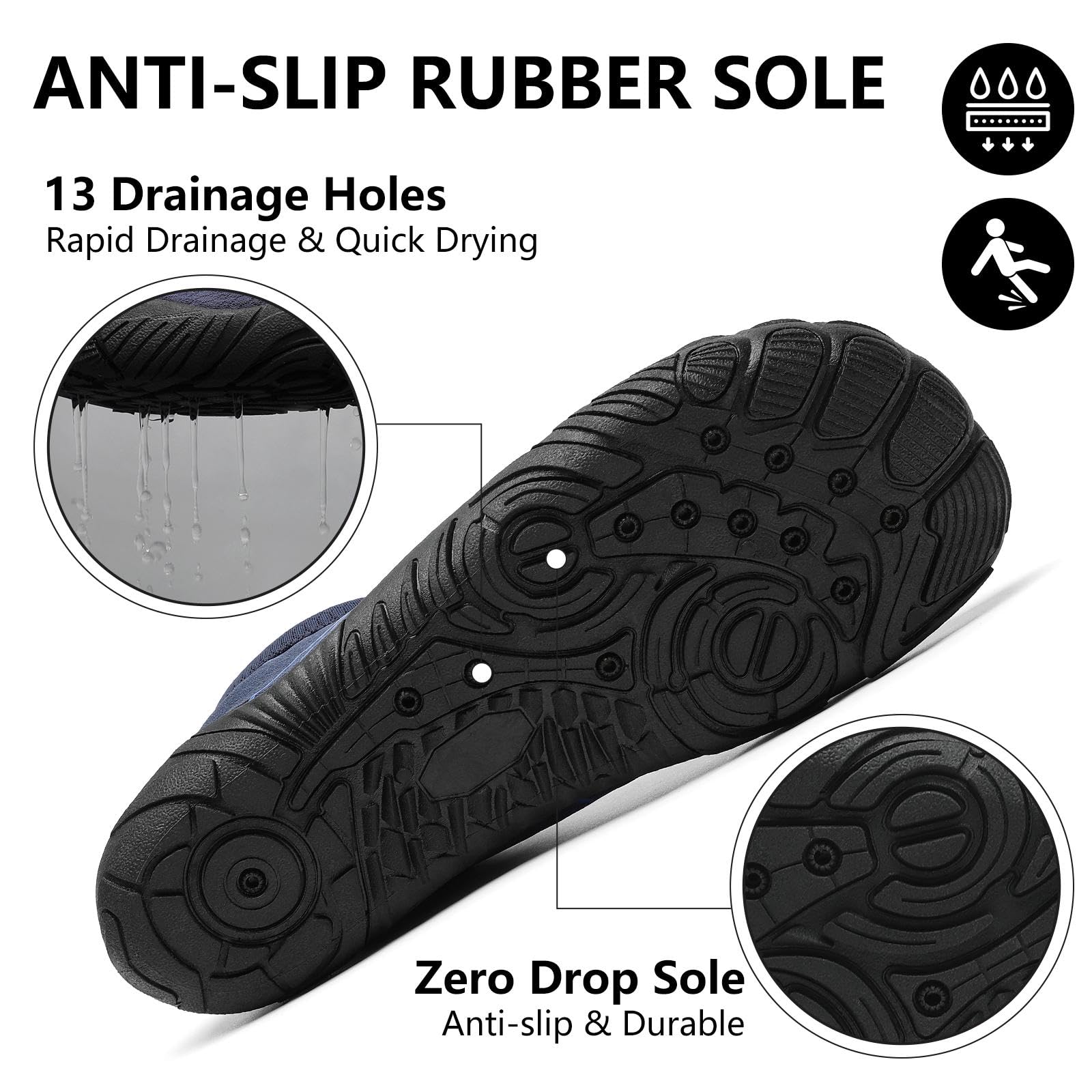 Mishansha Barefoot Shoes for Men Lightweight Water Shoes Men Quick Dry Swim Aqua Five Toe Beach Shoes Blue Black-E0153 13.5 Women/11.5 Men
