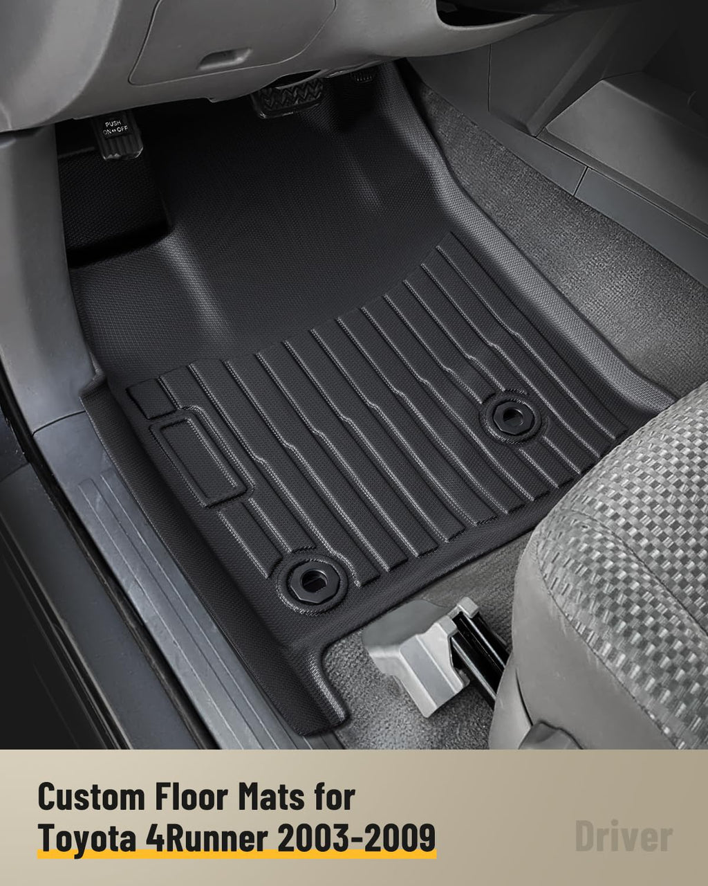 Car Floor Mats for Toyota 4Runner: 2003-2009 (4th Gen) Cargo Trunk Liner, All Weather Accessories Rubber Carpet Custom Fit for Toyota 4 Runner 2003 2004 2005 2006 2007 2008 2009 SUV (Only 5 Seat Model