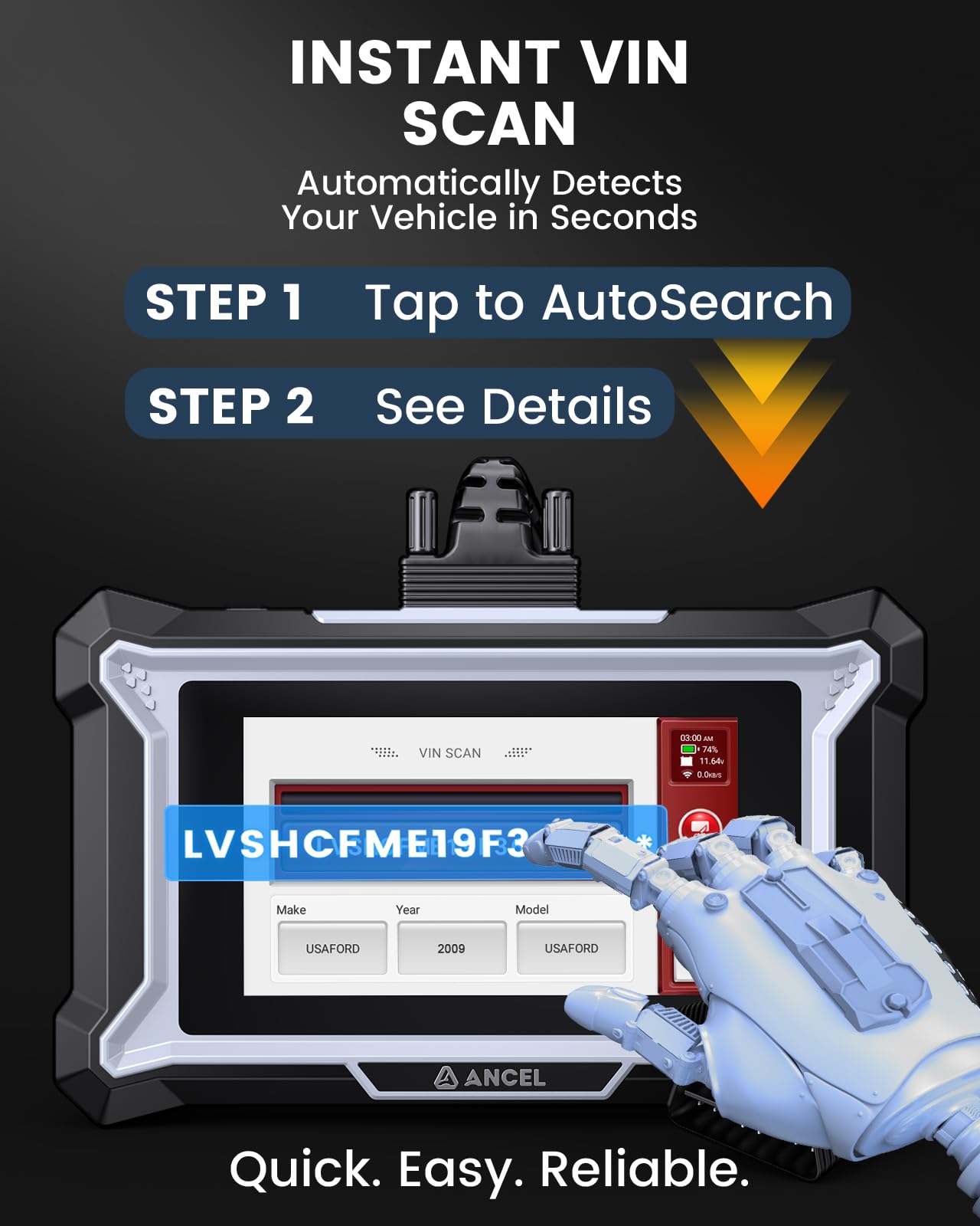 ANCEL DS100 OBD2 Scanner - ABS, SRS, Transmission & Check Engine Code Reader with 7 Reset, Oil/Brake/BMS/SAS/ETS Reset, ABS Auto Bleeding, Gear Learning, Lifetime Free Update, Online Customer Service