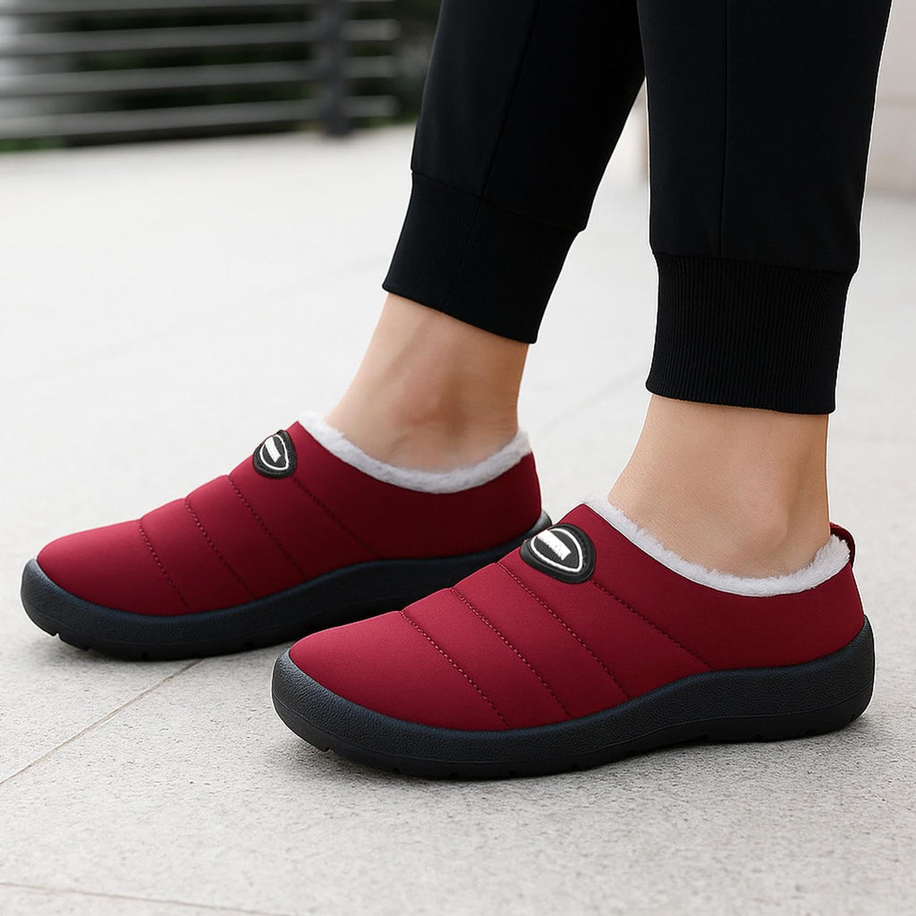 Mishansha Mens Womens House Slippers Warm Fur Lined Winter House Shoes Slip on Cozy Indoor Outdoor Slipper Red Size 8.5 Women/6.5 Men