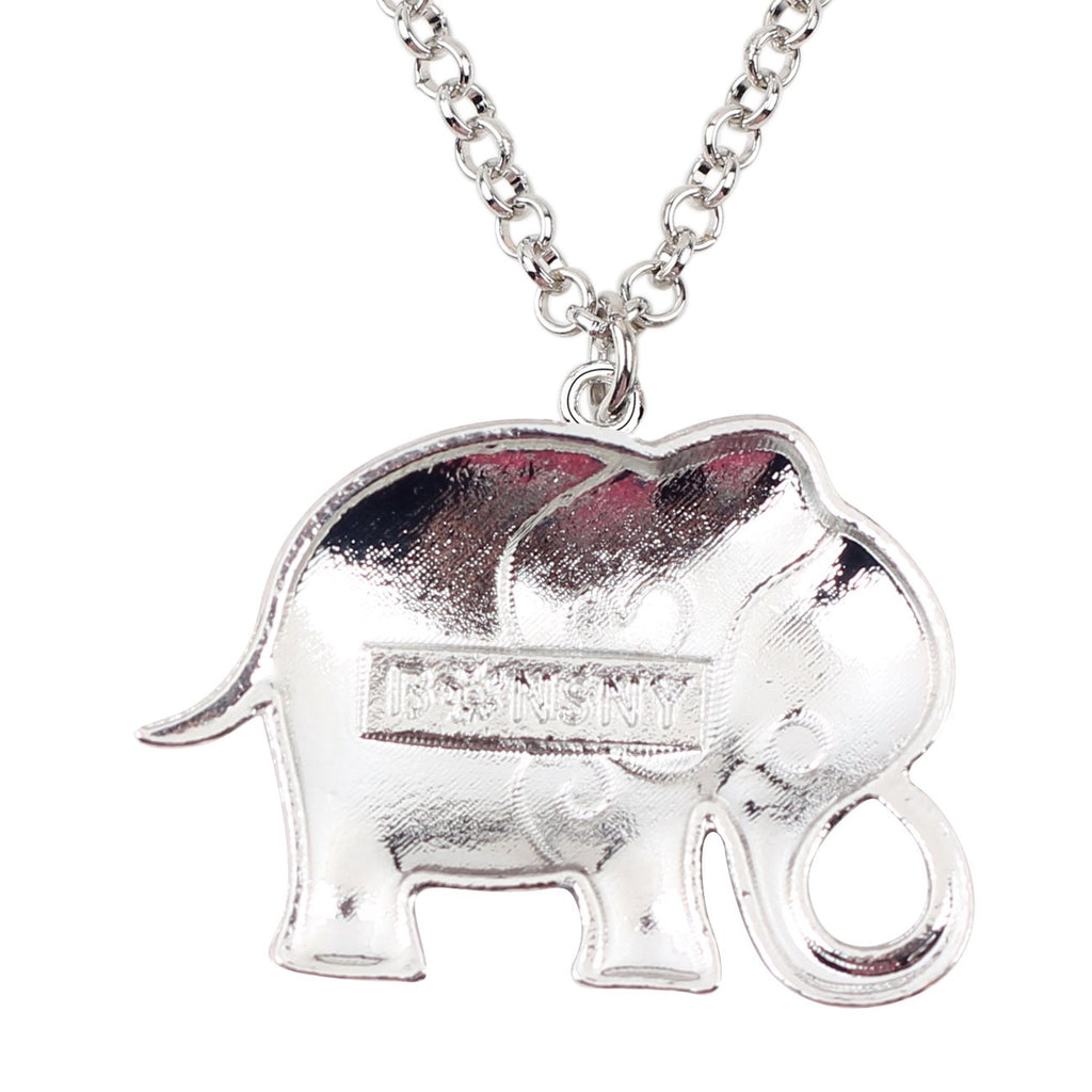 BONSNY Enamel Alloy Floral Heart Lover Elephant Necklace Pendant For Women Lucky Gift (Grey)