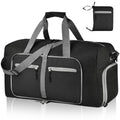 Dimayar 40L Travel Duffle Bag for Men Women - Foldable Duffel Bag with Shoes Compartment - Overnight Bags Waterproof & Tear Resistant(Black)