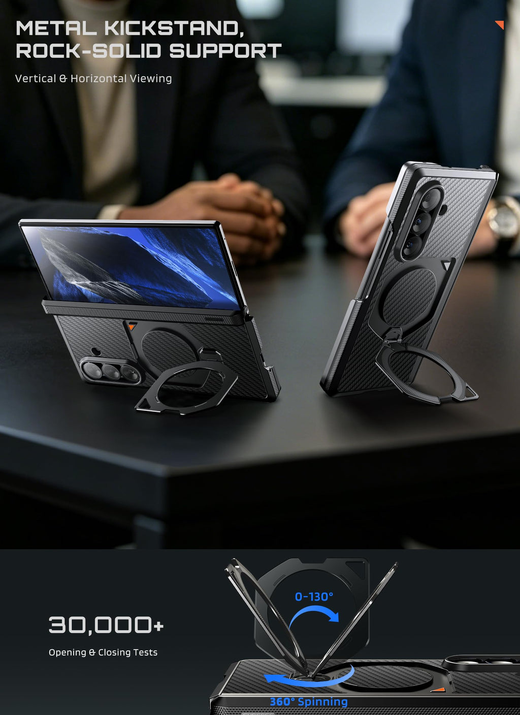 SUPCASE for Galaxy Z Fold 8 Ultra/Z Fold 7 Case, 360° Magnetic Stand, Black