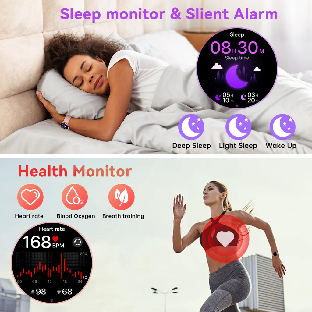 Smart Watch for Women Fitness Tracker: Waterproof Running Digital Mens Watches Make Answer Call Smartwatch for Android Phone iPhone Samsung Compatible Sleep SpO2 Heart Rate Monitor Step Pedometer